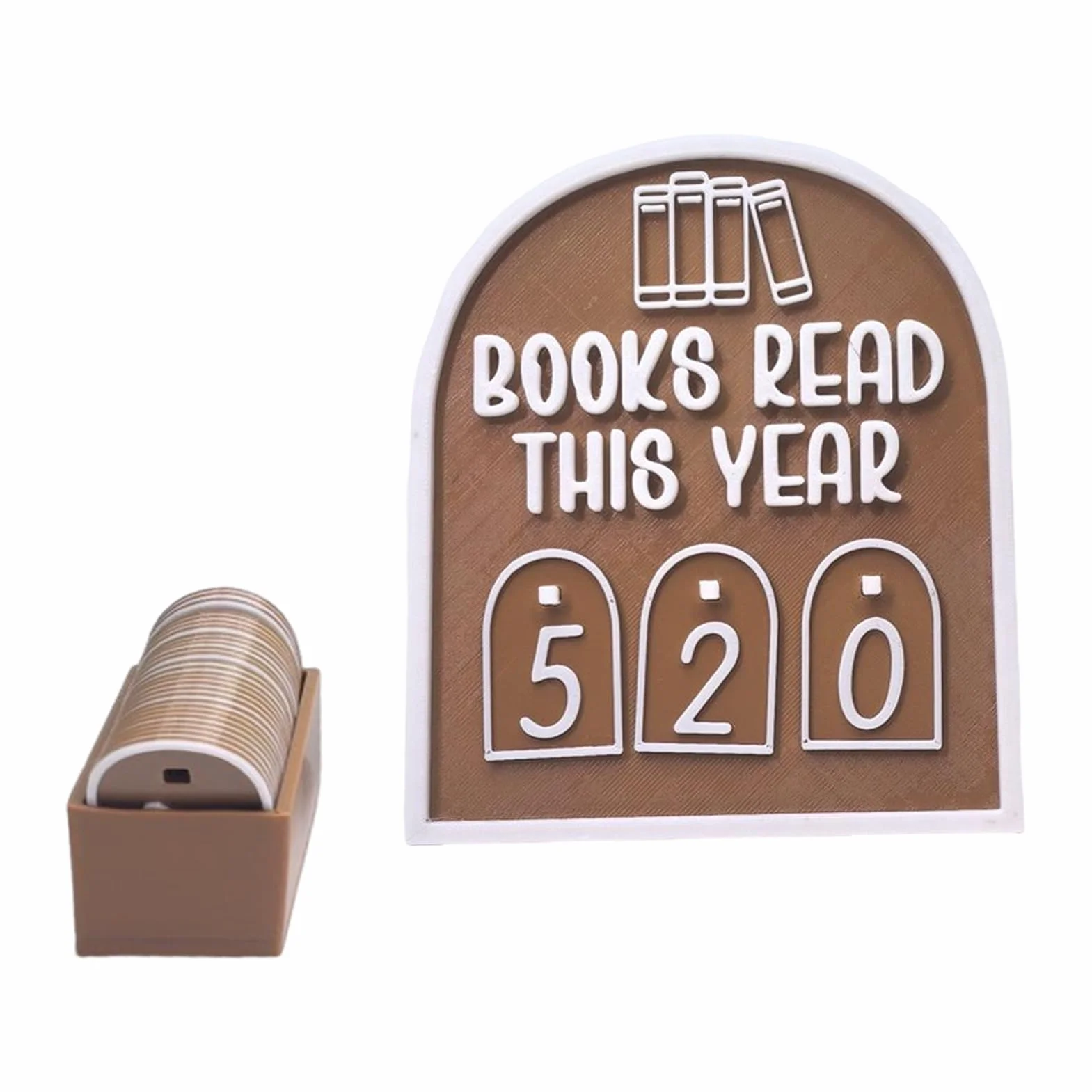Modern Book Tracker Ornament for Book Lovers, Up to 999 Books Read Display, 4.72x5.67 Inches