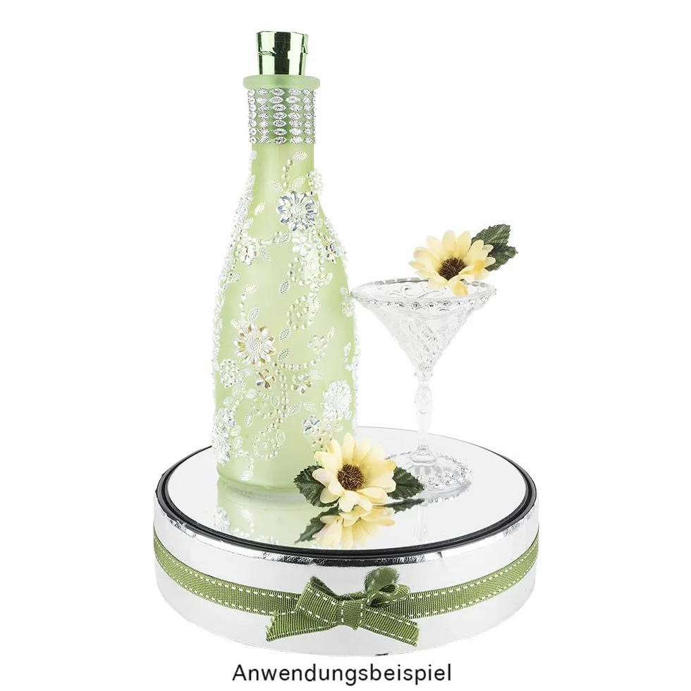 Dekoracyjna butelka wazon na suszone kwiaty trawy vintage shabby chic Ø 6 cm wysokość 18 cm półprzezroczysta zieleń