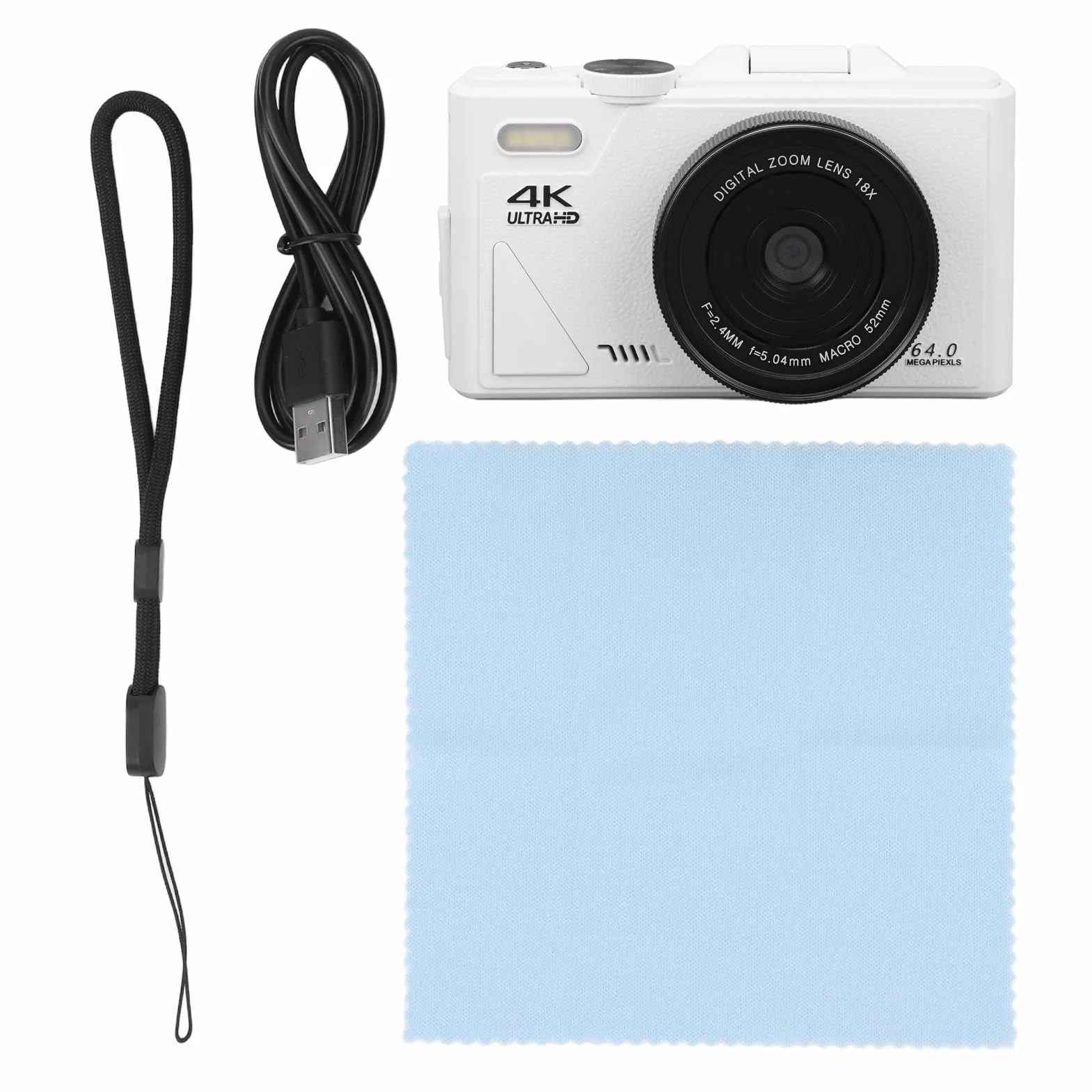 Aparat Cyfrowy 4K, Cyfrowy Aparat Typu „point and shoot” o Rozdzielczości 64 MP FHD, 3-calowy Ekran, 18-krotny Zoom, Autofokus Przenośny Kompaktowy Aparat Kieszonkowy Cyfrowy