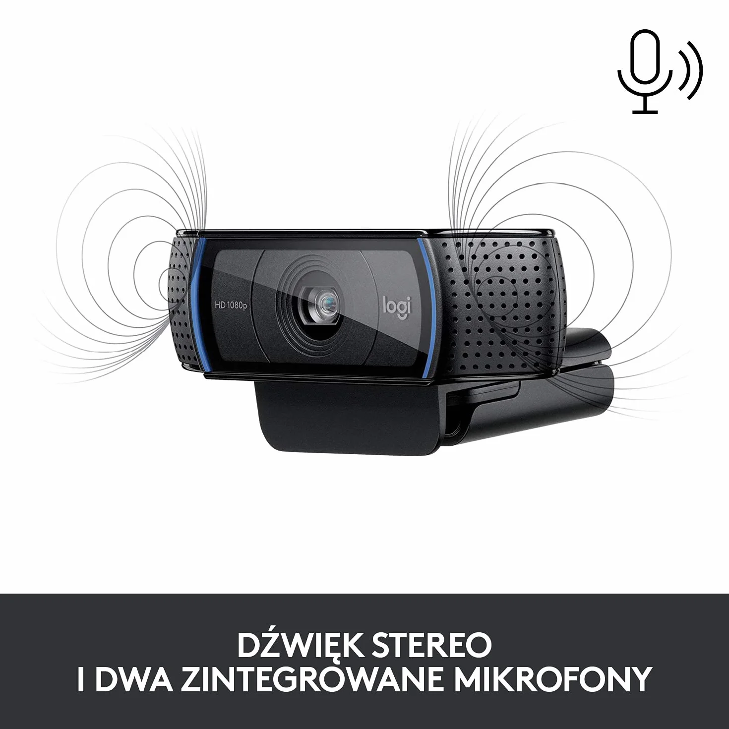Logitech HD Pro Webcam C920 Połączenia Wideo W Wysokiej Jakości, Z Rozdzielczością Full Hd 1080P I Osłoną Migawki, Pc/Mac/Chromebook - Czarny