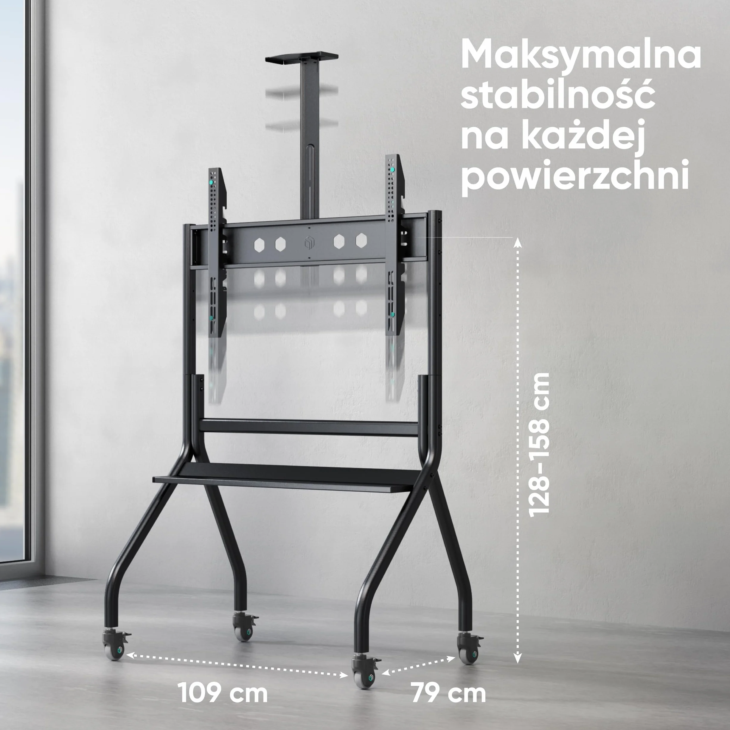 ONKRON Stojak pod telewizor z kółkami o przekątnej 60-120", maks. obciążenie do 150 kg, profesjonalna podstawka pod telewizor z regulacją wysokości, maks. VESA 1000 x 600, stojak na telewizor z