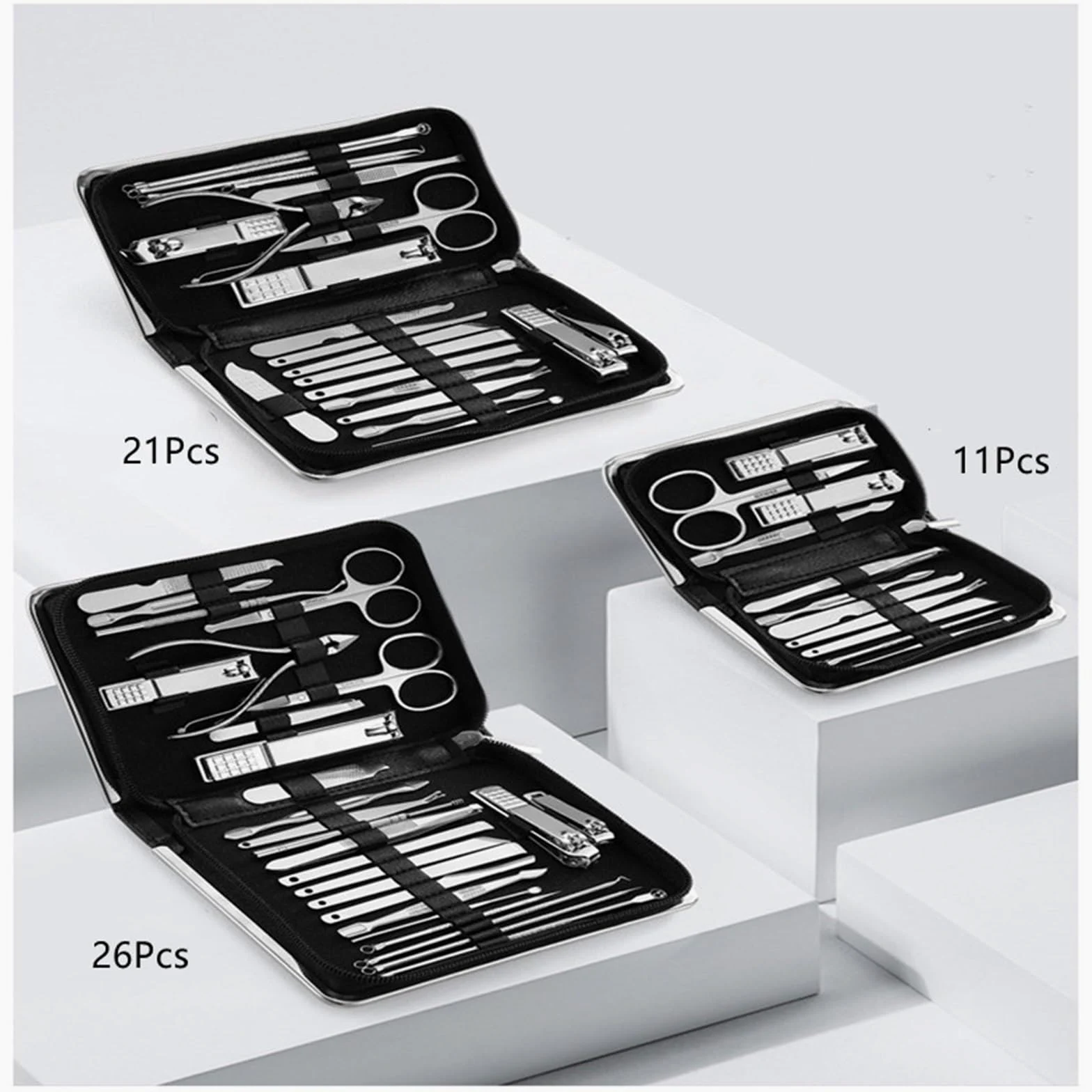 Zestaw do pedikiuru 11-26 szt. Profesjonalny zestaw do strzyżenia paznokci ze stali nierdzewnej Zestaw do manicure'u, nożyce, nożyce do skórek, zestaw do paznokci