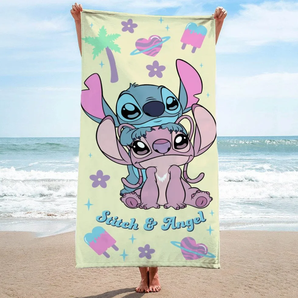 Jay Franco Disney Lilo i Stitch ręcznik plażowy 100% bawełniany 71x147 cm miękki ręcznik kąpielowy żółty