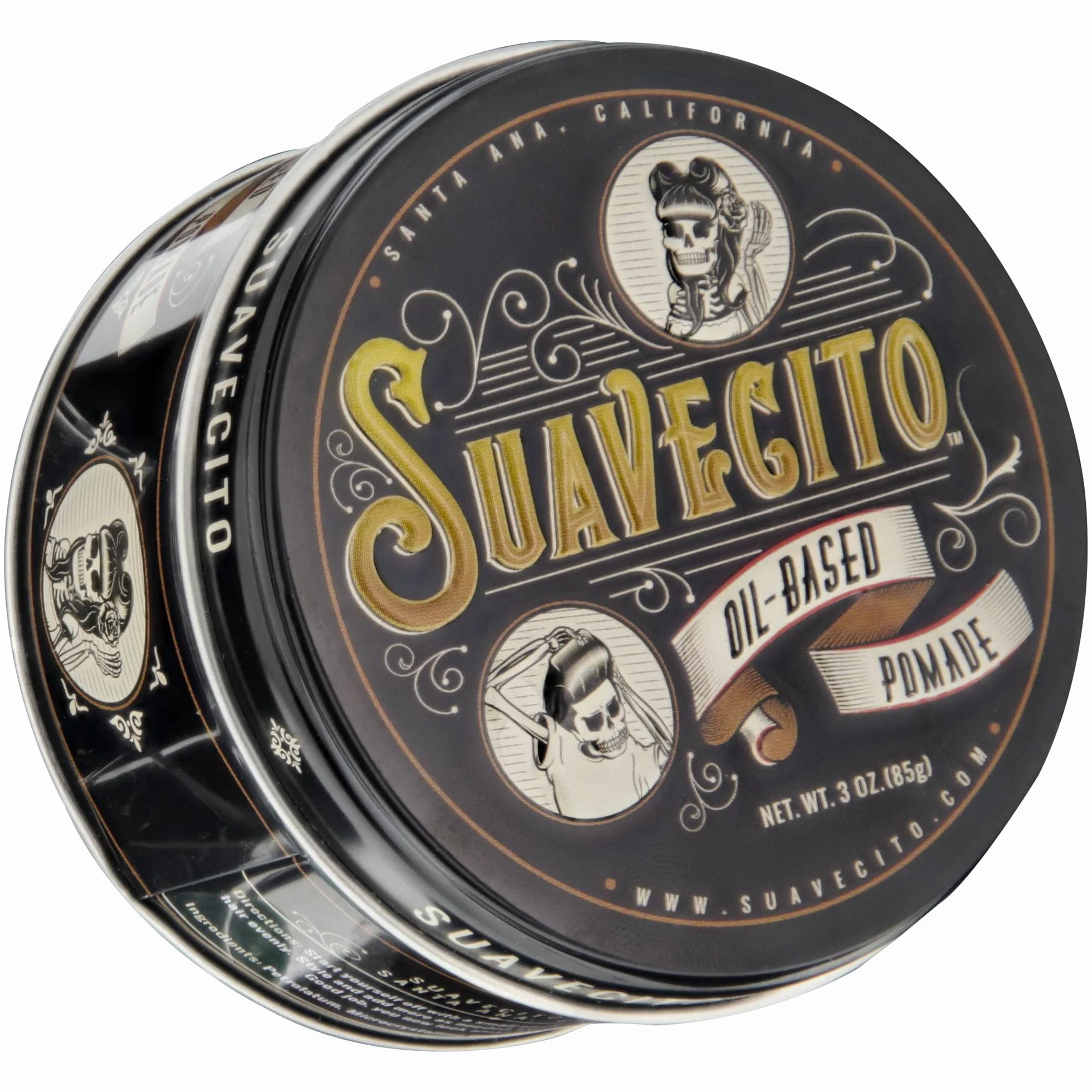 Suavecito Oil Based Pomade, Healthy Shine Long Lasting Hold, Medium Hold & Shine, Perfect For Any Hair Type, 3oz/85g