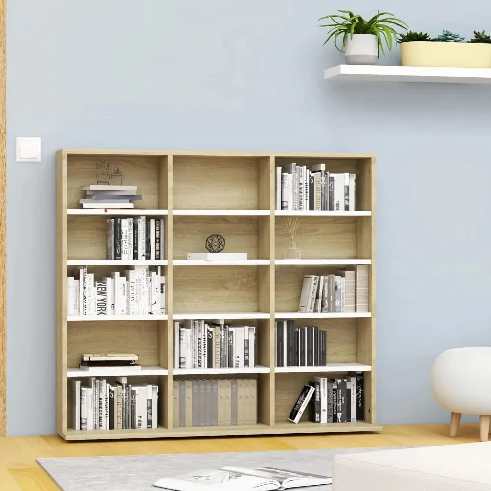 vidaXL Szafka na CD biała 102x23x177,5 cm materiał drewnopochodny