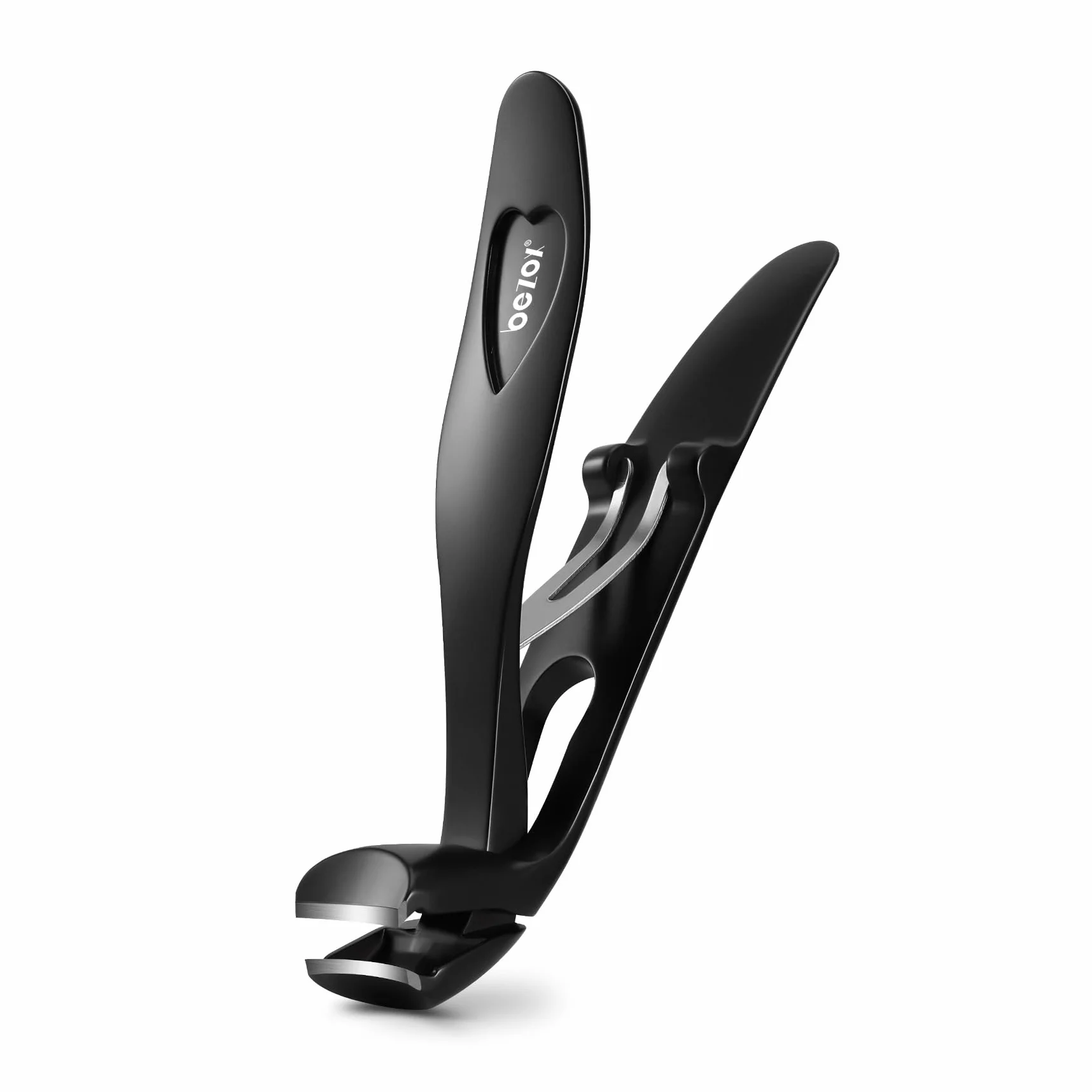 BEZOX Obcinacz do paznokci dla seniorów – ergonomiczny obcinacz do paznokci do grubych paznokci, stal premium, trymer do paznokci z łapaczem, dla mężczyzn i kobiet, czarny
