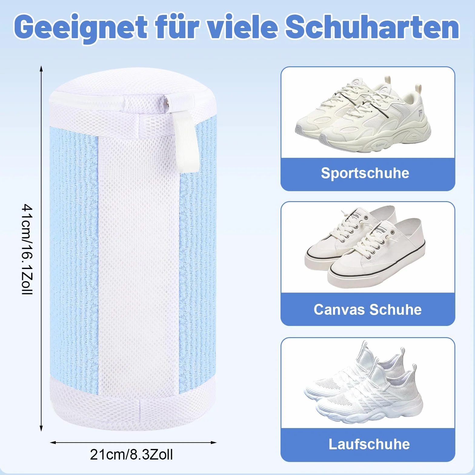 Dntorx worki do prania butów 40×20 cm wielokrotnego użytku niebiesko-białe