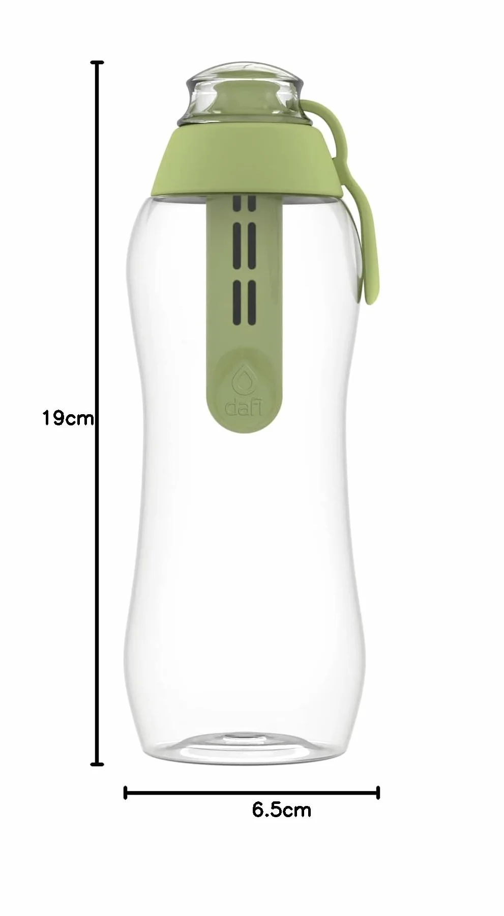 DAFI Butelka filtrująca Soft 300 ml Pistacjowa - Wymienny filtr węglowy - Bez BPA, Usuwa smak i zapach chloru - Idealna do szkoły, pracy, w podróż - Szczelny korek, Wyprodukowana w Europie