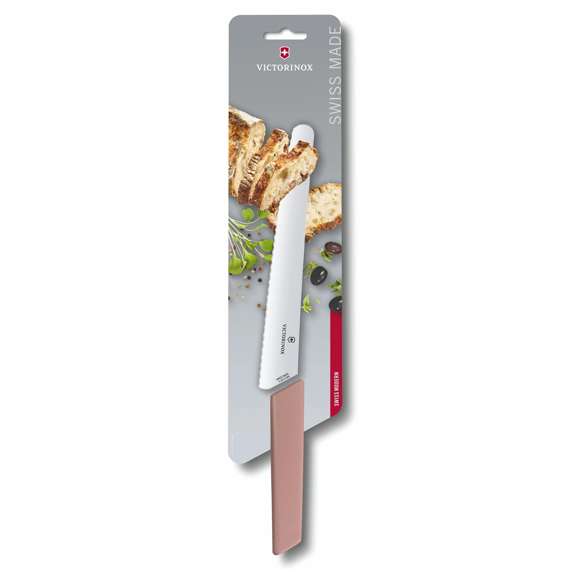 Victorinox Swiss Modern Brot- und Konditormesser, extra scharfe Klinge mit Wellenschliff, Apricot-Rosa