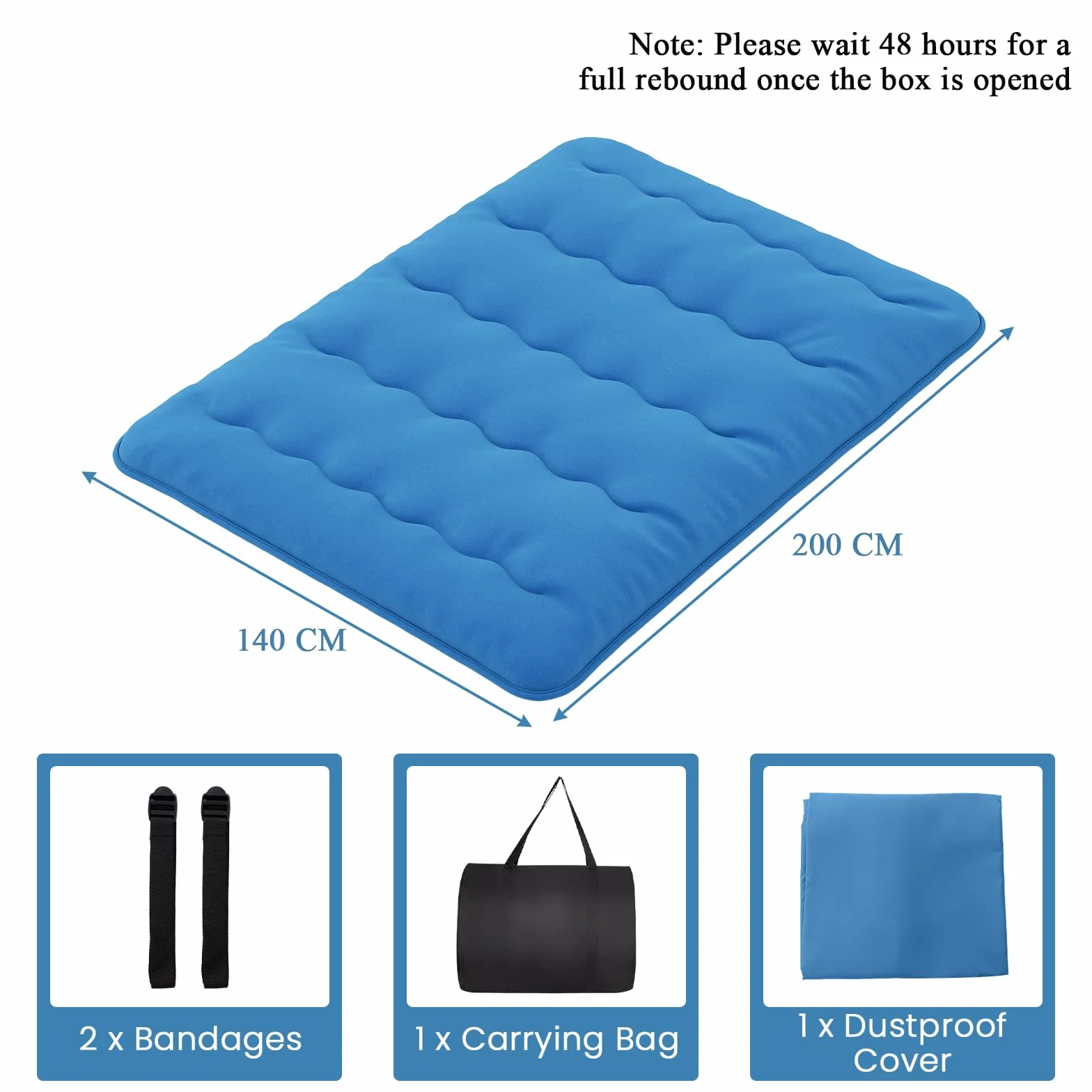 LIFEZEAL Futon materac japoński składany przenośny Tatami 140 x niebieski