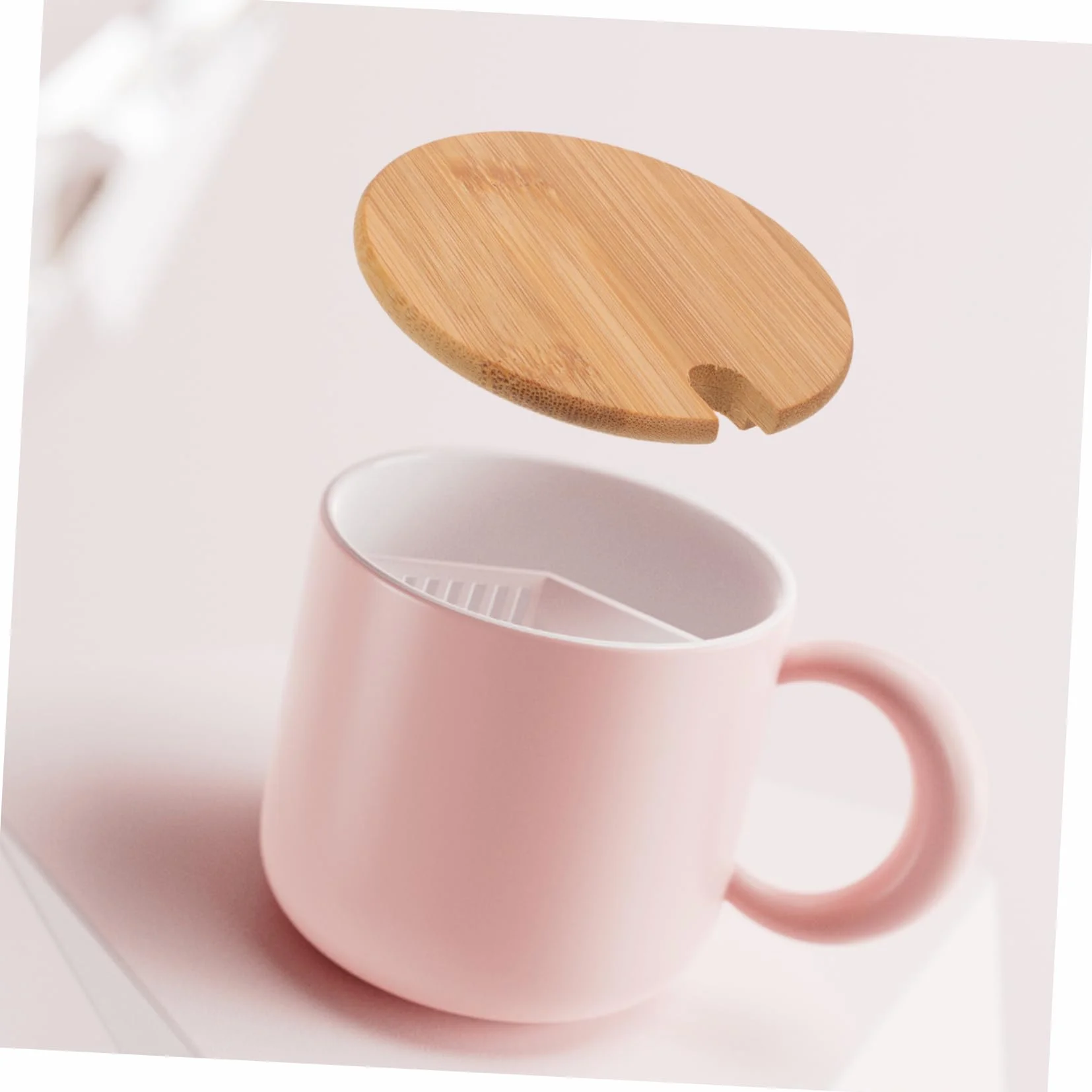 4pcs Bamboo Round Mug Lid Easy Install Cup Cover Hole for Tea Water Cups