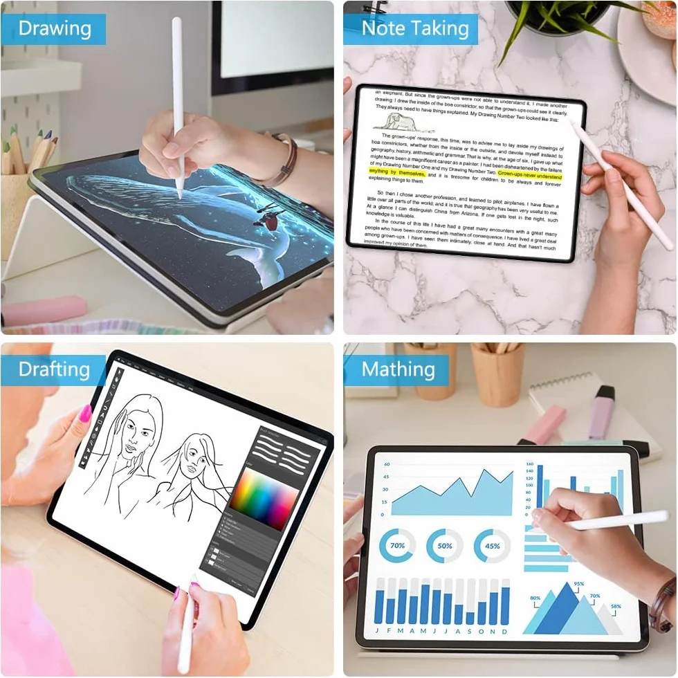flintronic Końcówka do Apple Pencil, 4 sztuki wskazówek, wysoka czułość końcówki, akcesoria wymienne końcówki, do Apple Pencil 1. i 2. generacji (biały x 4)