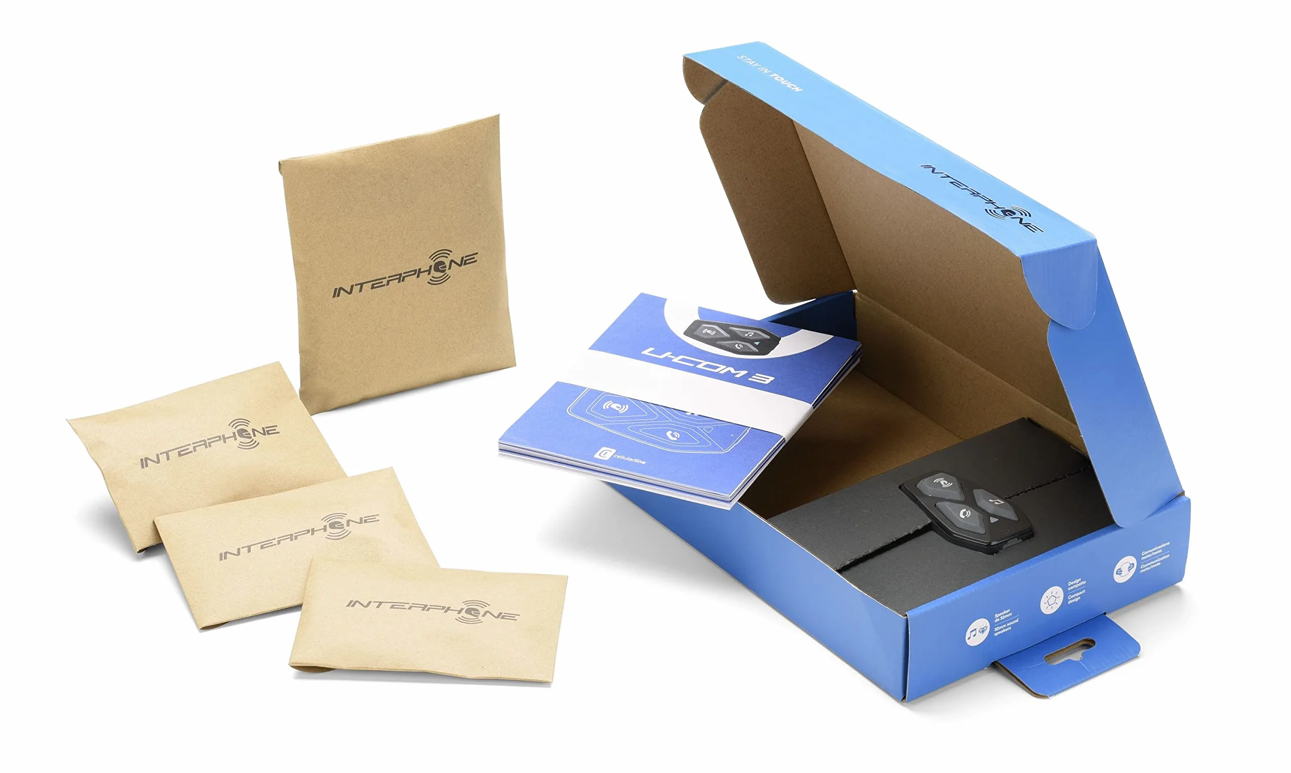 INTERPHONE U-COM3 | Podwójne | Bluetooth 5.1 Motocykl motocyklowy motocykl motocyklowy, 32 mm słuchawki, motocykl I Używam motocykli, odległość 500 m, 10 godzin autonomii, muzyka, GPS, IP67 Waterproof