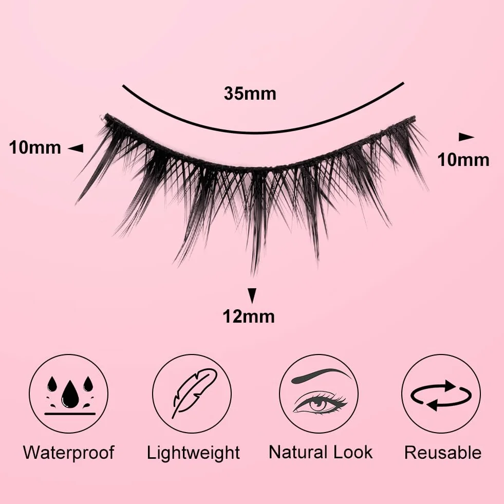 LOPHE Sztuczne rzęsy, 10 par naturalne sztuczne rzęsy, 3D Cat Fox Eye Lashes Puszyste, profesjonalne sztuczne rzęsy wielokrotnego użytku, grube kręcone rękawy (model SA207)