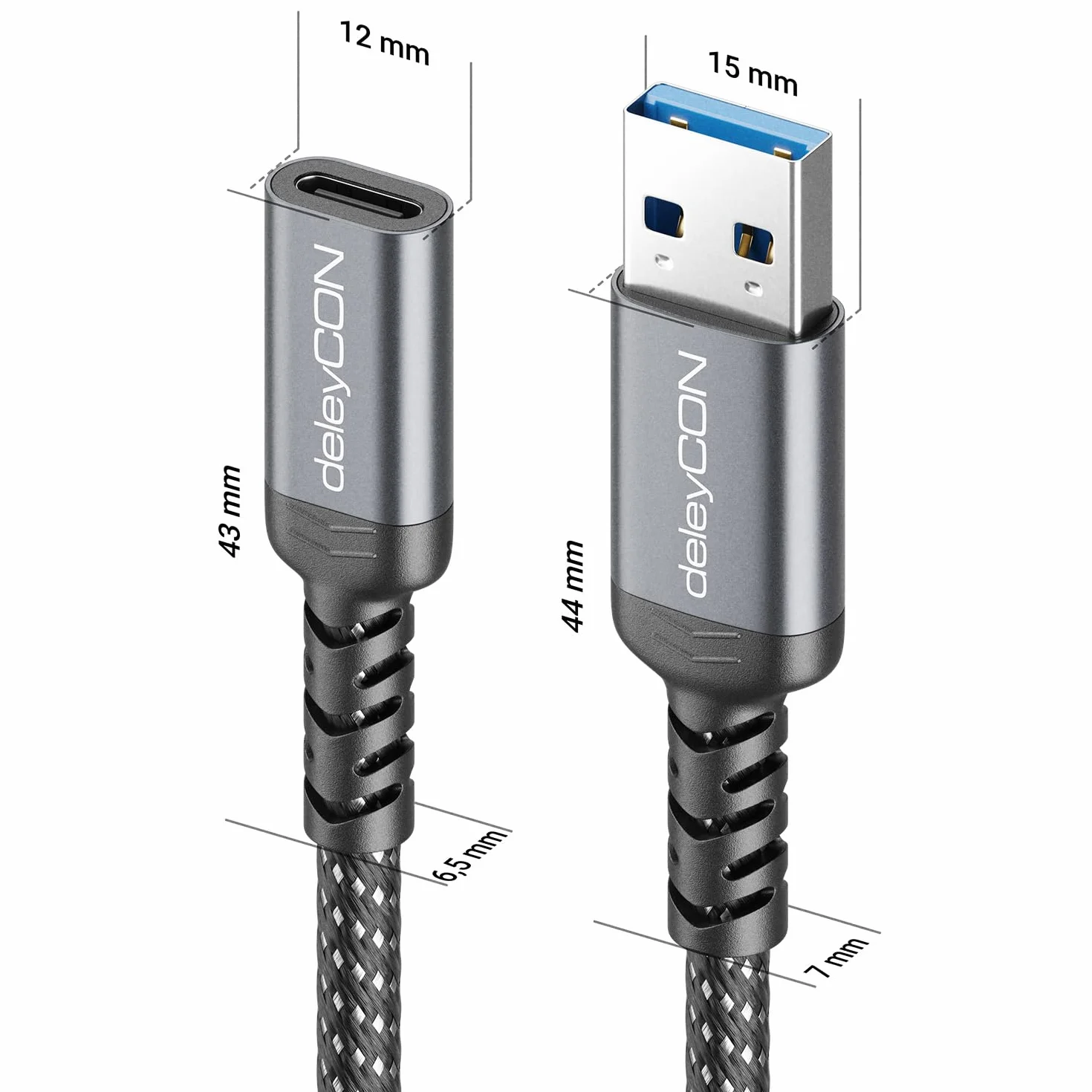 deleyCON Adapter USB-C na USB 10 Gbps - Gniazdo Typ-C do Wtyku USB-A, Przewód - do iPhone 17/16/15, iPad, Galaxy S25/S24/S23, A56, A16, Laptopa, SSD, HDD, Notebooka, CarPlay itp.