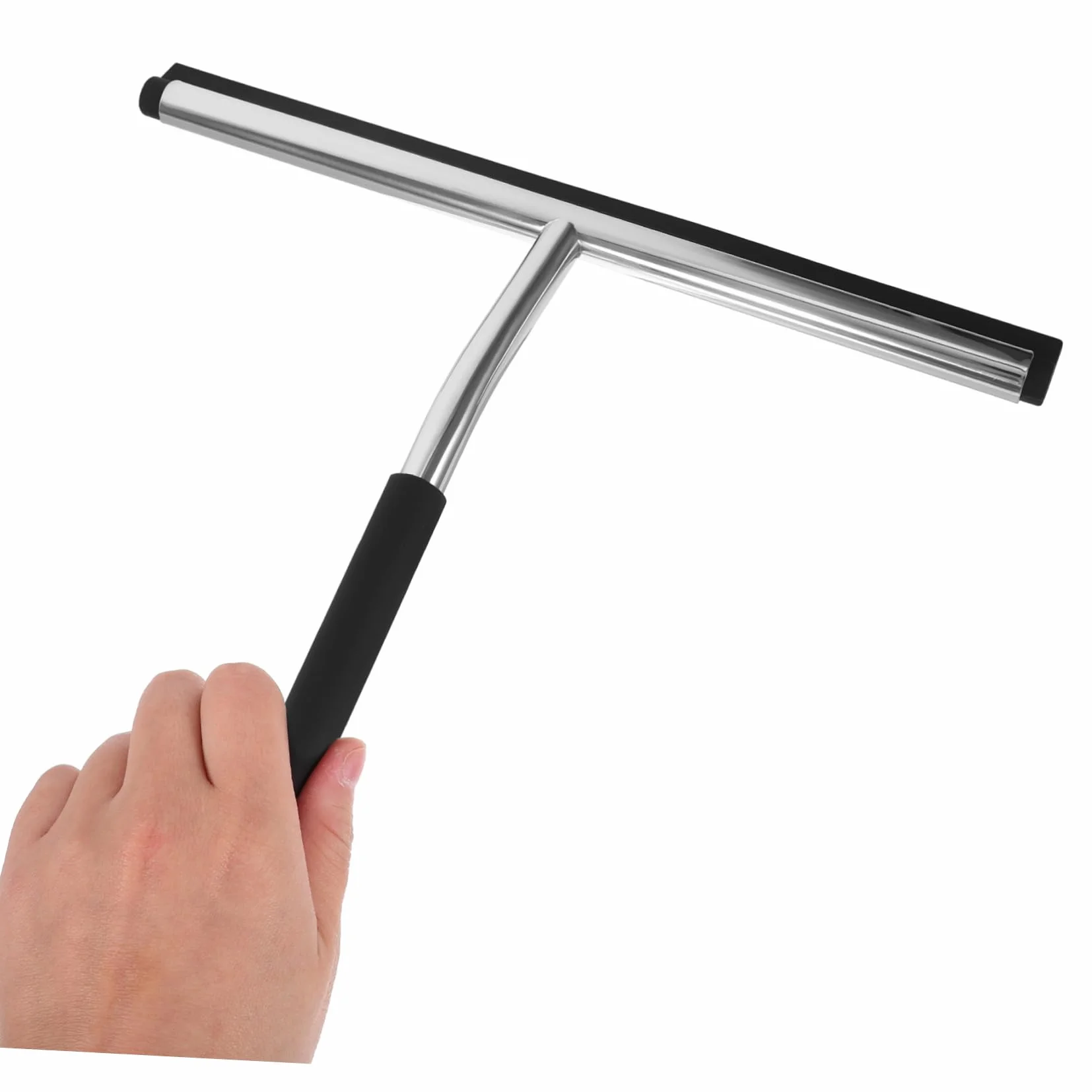 Mobestech 1kawałek Squeegee Do Okien z Stali Nierdzewnej i Silikonu Ergonomiczny Uchwyt Narzędzie Do Czyszczenia Szkła Kolor Losowy Idealny Łazienki i Samochodu