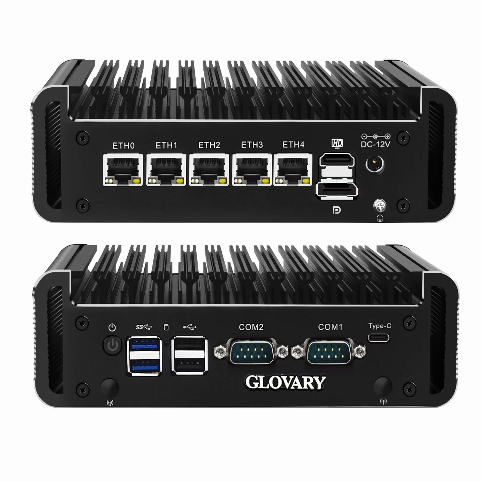 Firewall Mini PC J6413 4-rdzeniowy, 5 x i226V 2.5GbE LAN bez wentylatora OPNsense Micro Appliance, Barebone, AES-NI, HD+DP+USB-C 3 wyświetlacz przemysłowy sprzęt komputerowy, 2 x RS232 COM