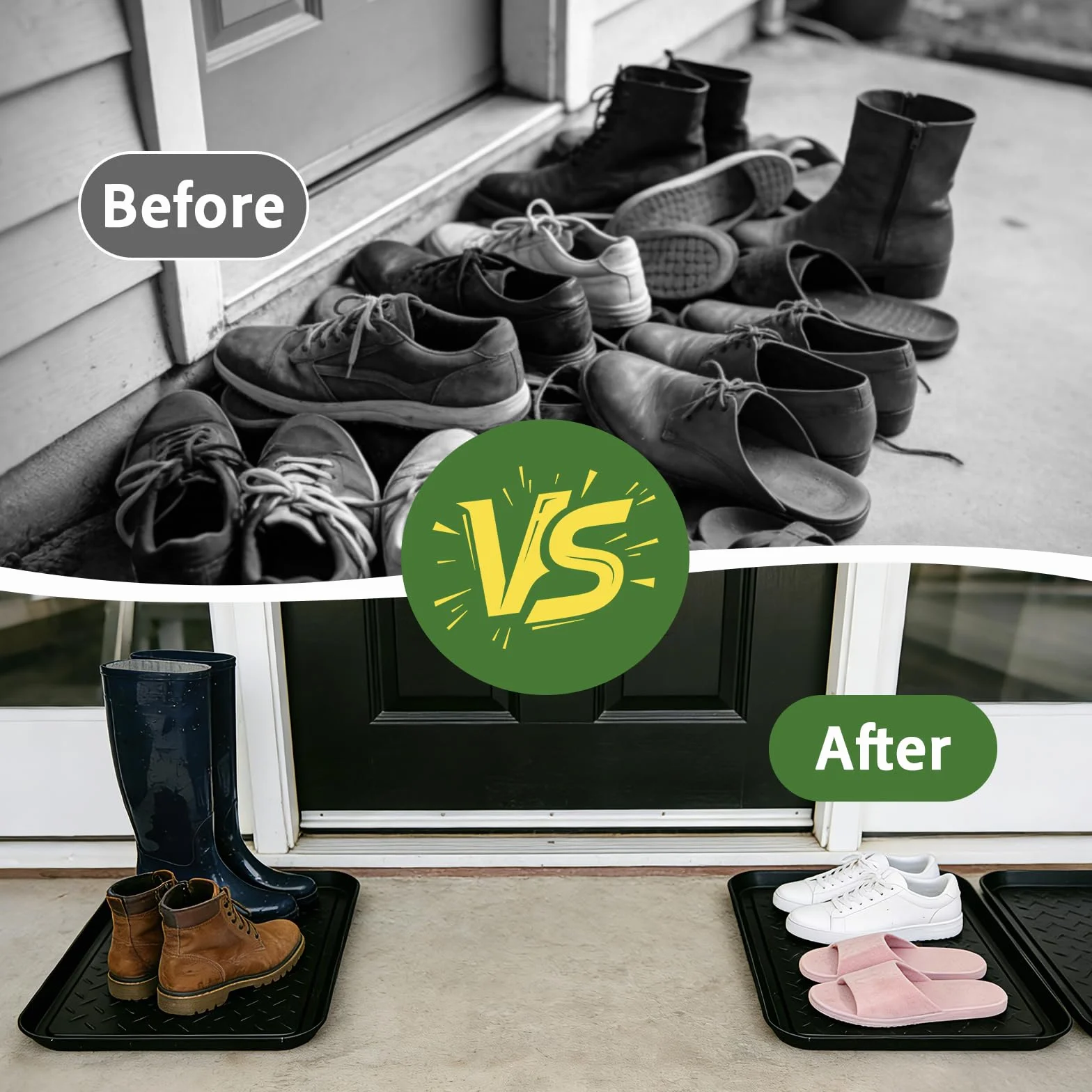 Tacka Ociekowa na Buty Zestaw 3 Sztuk Mata do Osuszania z Tworzywa Sztucznego do Wnętrz i Ogrodu