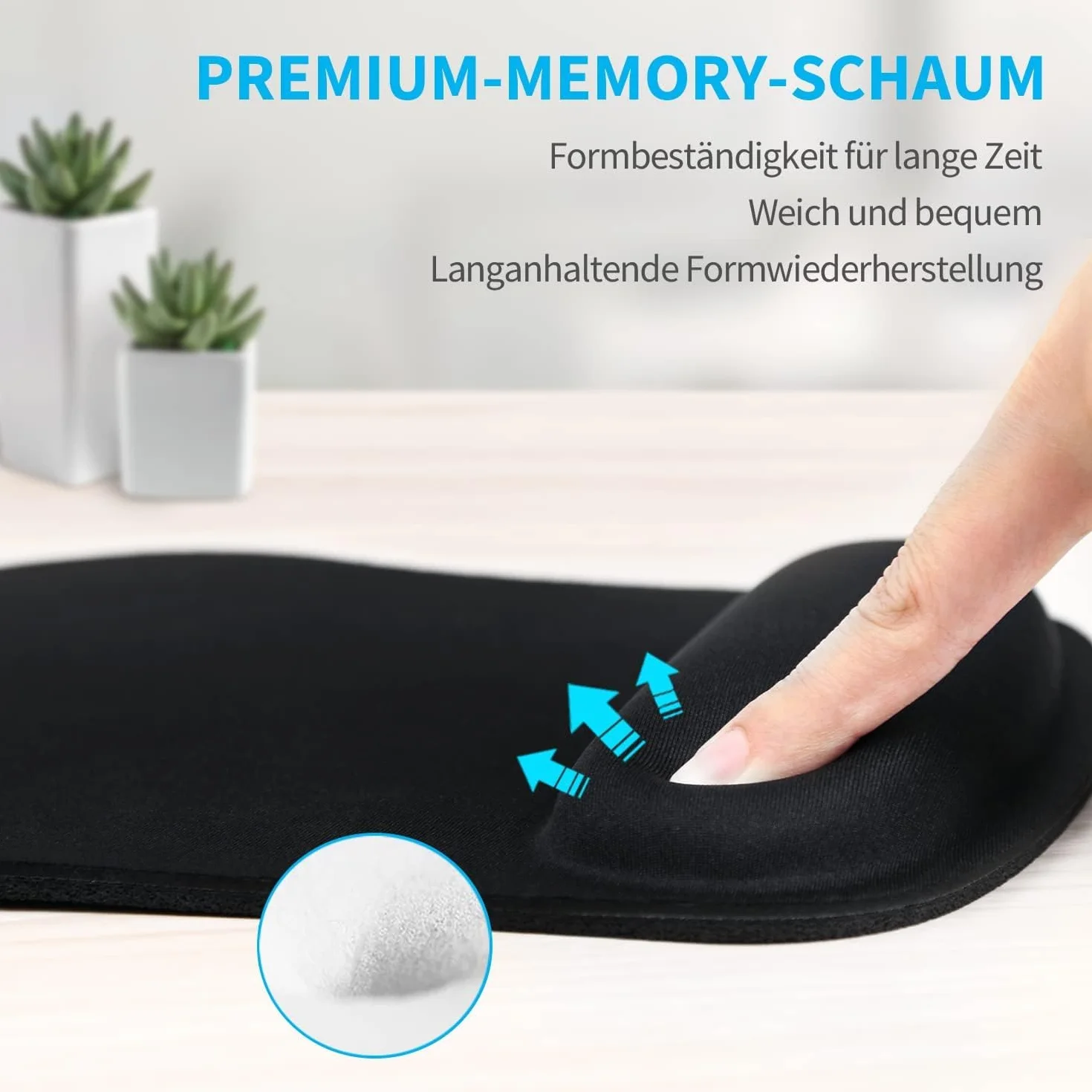 TECKNET Podkładka Pod Myszke, Ergonomiczna Podkładka Pod Mysz z Podpórką Pod Nadgarstek, Wodoodporna i Antypoślizgowa Mousepad, Podkładka Pod Mysz Komputerową do Gier i Użytku Biurowego