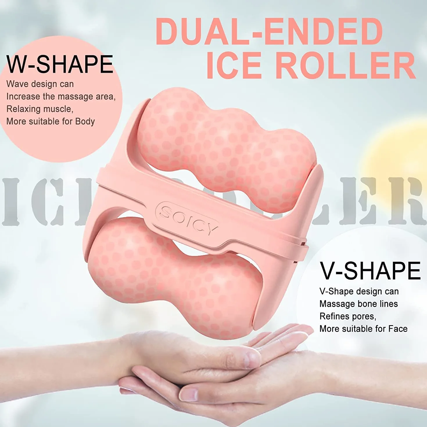 Ice Roller for Face and Eyes – narzędzie do pielęgnacji skóry twarzy z wałkiem 2 w 1 i etui do przenoszenia w celu zmniejszenia obrzęku i łagodzenia migrainy, pain. Prezent dla dziewcząt (różowy)