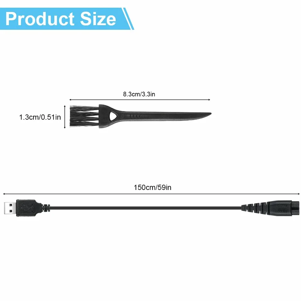 Vicloon Ładowarka do golarki do brody, 5V kabel ładujący do golarki z małym pędzelkiem, ładowarka do golarki do zarostów, ładowarka do depilacji, kompatybilna z RFC-588、RFC-598、RFC-690、RFC-692、RFC-696