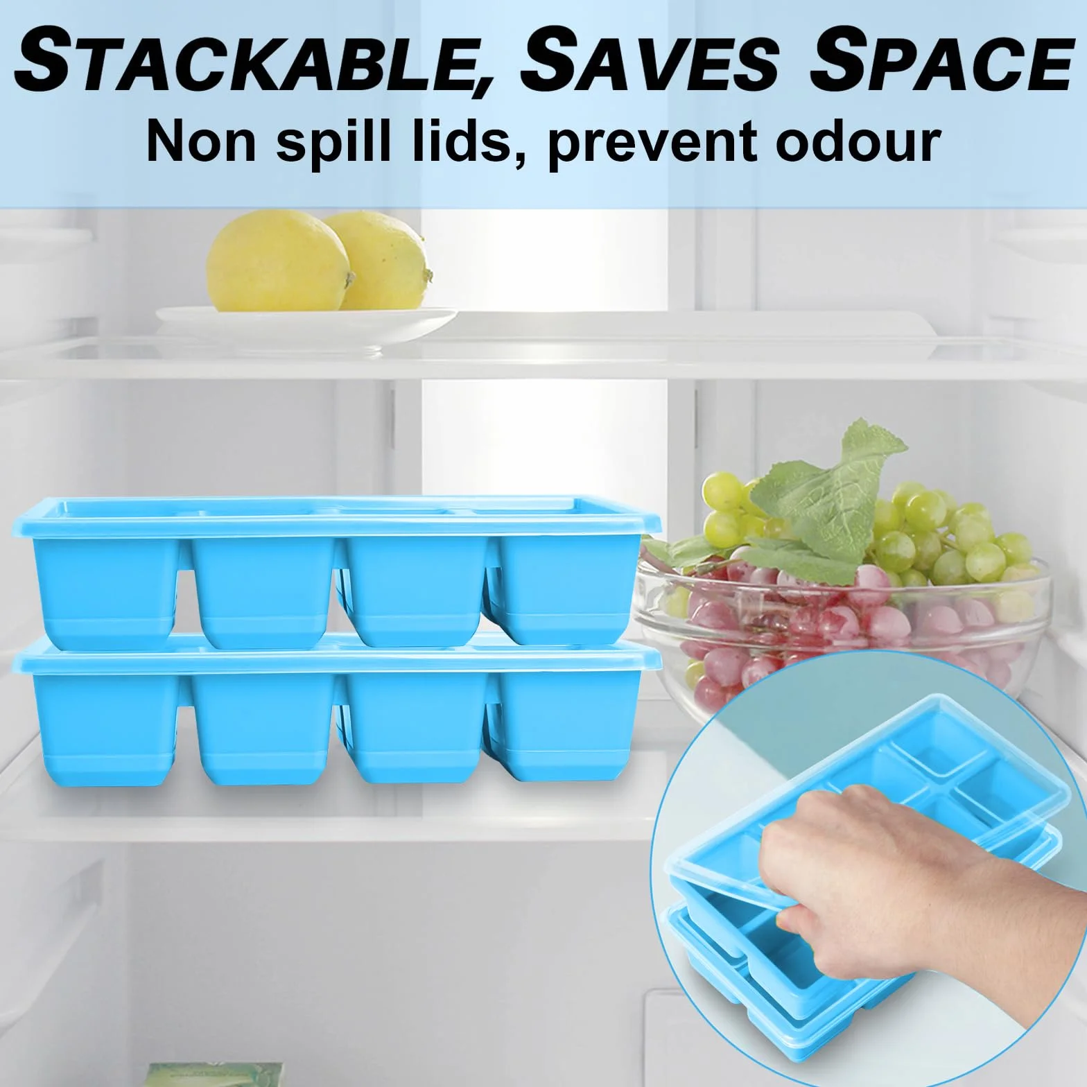 Duża Foremka do Lodu z Pokrywką 2pcs Pomarańczowa