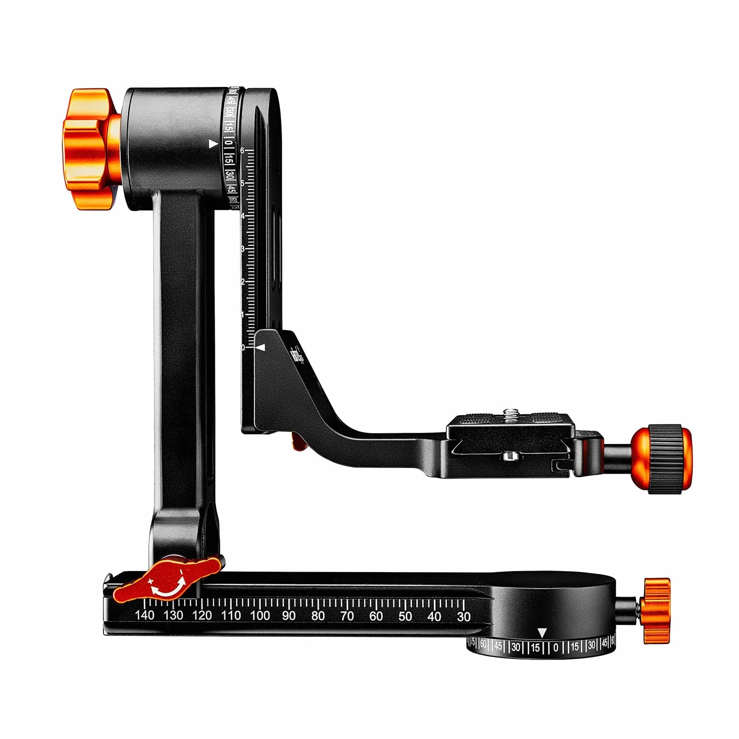 Walimex pro Aluminiowa głowica statywu Gimbal Head A20 – wysokiej jakości 360 stopni panoramiczna głowica statywu, huśtawka małpowa z płytą szybkozmienną Arca, nośność 20 kg, z torbą, do obiektywu DSLR DSLM Spektywnego