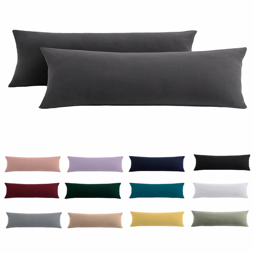 Poduszka do spania na boku 40 x 145 cm zestaw 2 szt. antracytowa poszewka z zamkiem hipoalergiczna