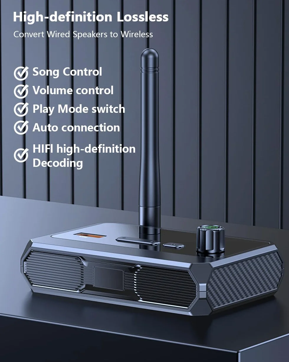 Bluetooth 5.3 Receiver for Home Stereo, Optical Low Latency & HD Music Audio Bluetooth to RCA Adapter for Speakers/Wired Speakers/Home Audio Music Streaming Stereo System, Support AUX/USB