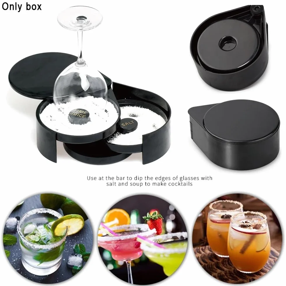 Margarita Salt Rimmer Set, 1 Pack 3 Tier Sugar Salt Rimmer Lime Bar Glass Rimmer do Margarity i Koktajlu, Narzędzie Barmana, Pojemnik na Sól, Pojemnik na Przyprawy, Czarny