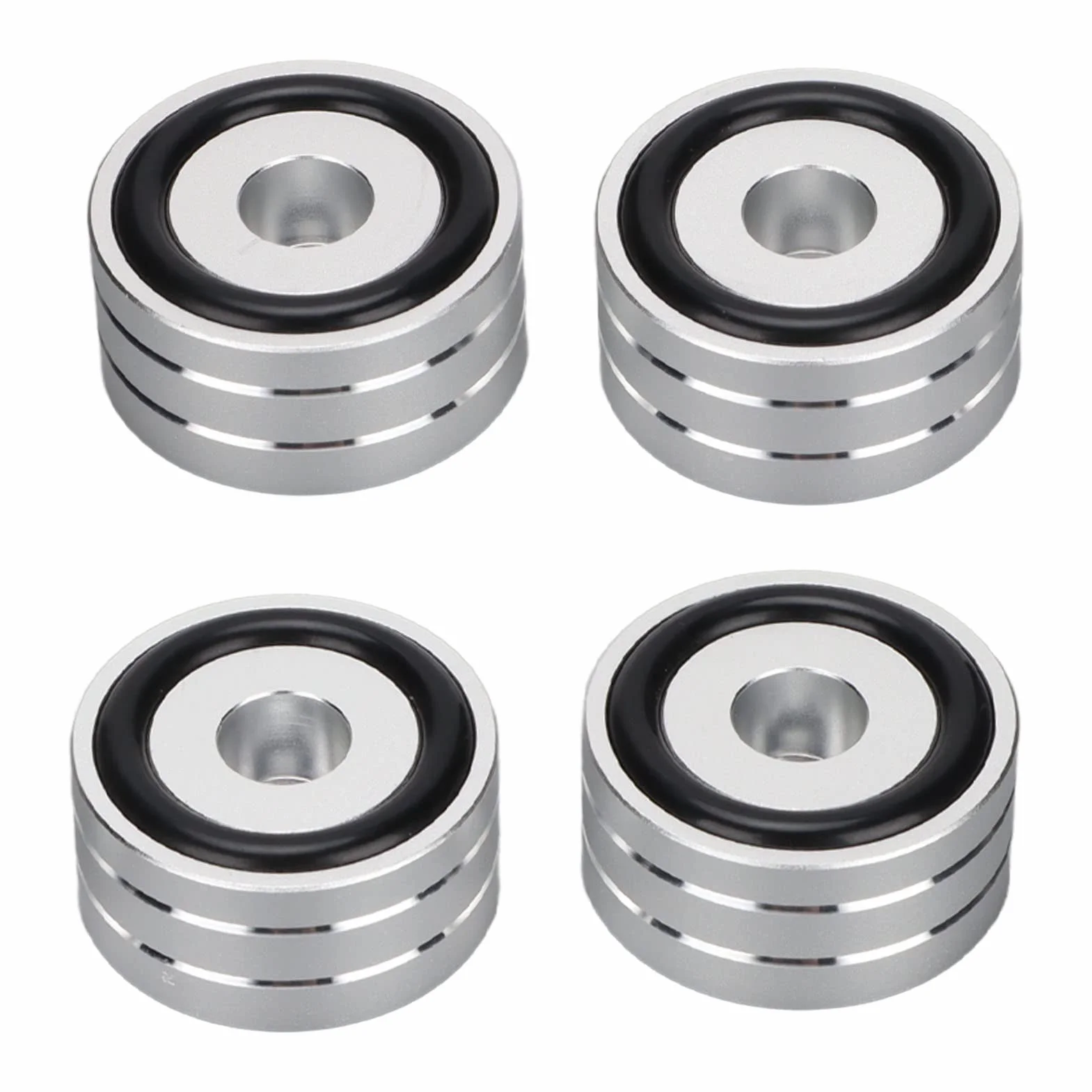 Izolacja Głośnika Stopka Stojaka, 4 Szt. 40x20mm Aluminiowa Podkładka Izolacyjna Głośnika, Antypoślizgowa Gumowa Nóżka Izolacyjna Gramofonu HiFi, do Wzmacniacza DAC Miernik(Srebro)