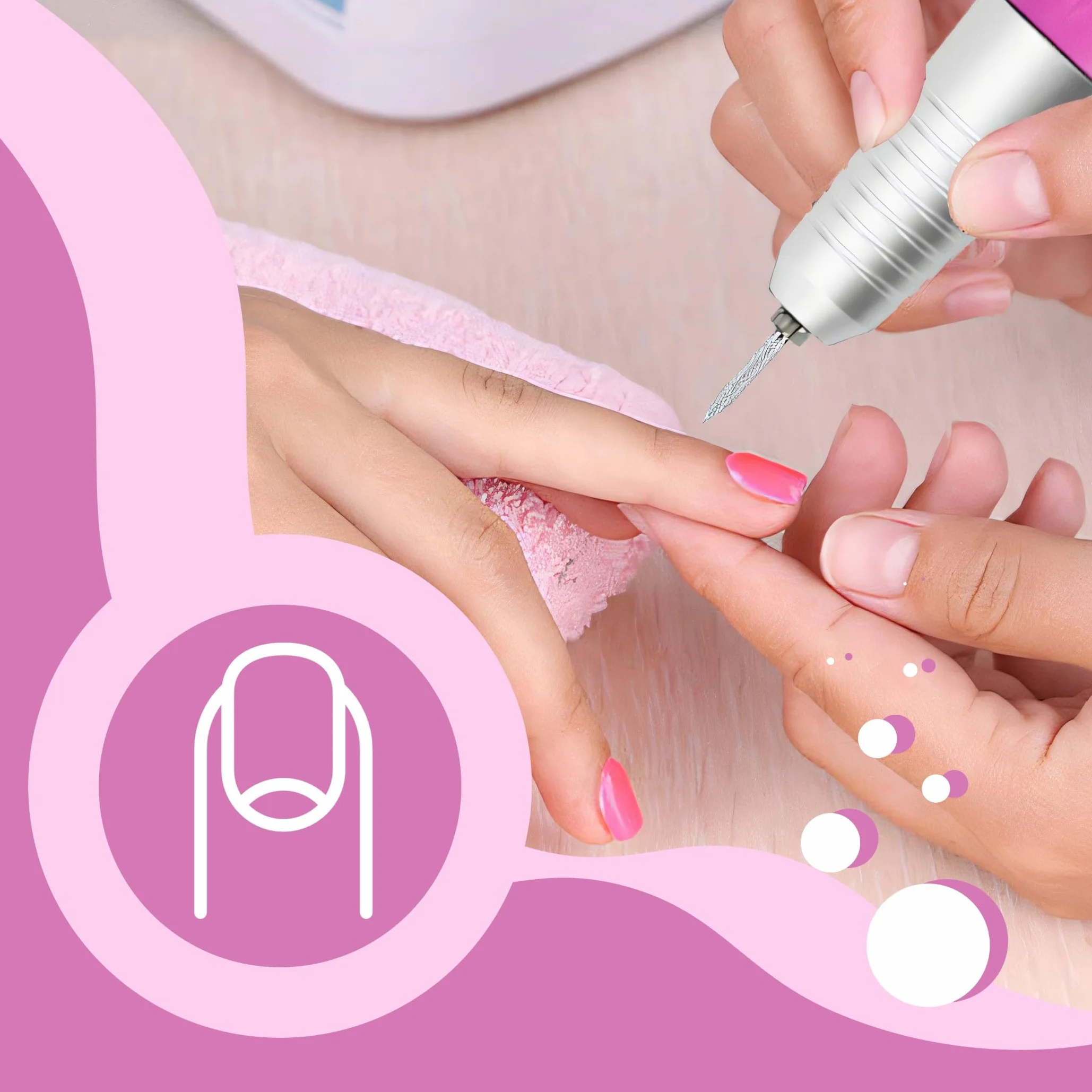 Retoo Elektryczna frezarka paznokci 45 000 obr./min, 65 W, zestaw 48 bitów, szlifierka żelowa, akrylowa, manicure, pedicure, pedał, zmiana kierunku