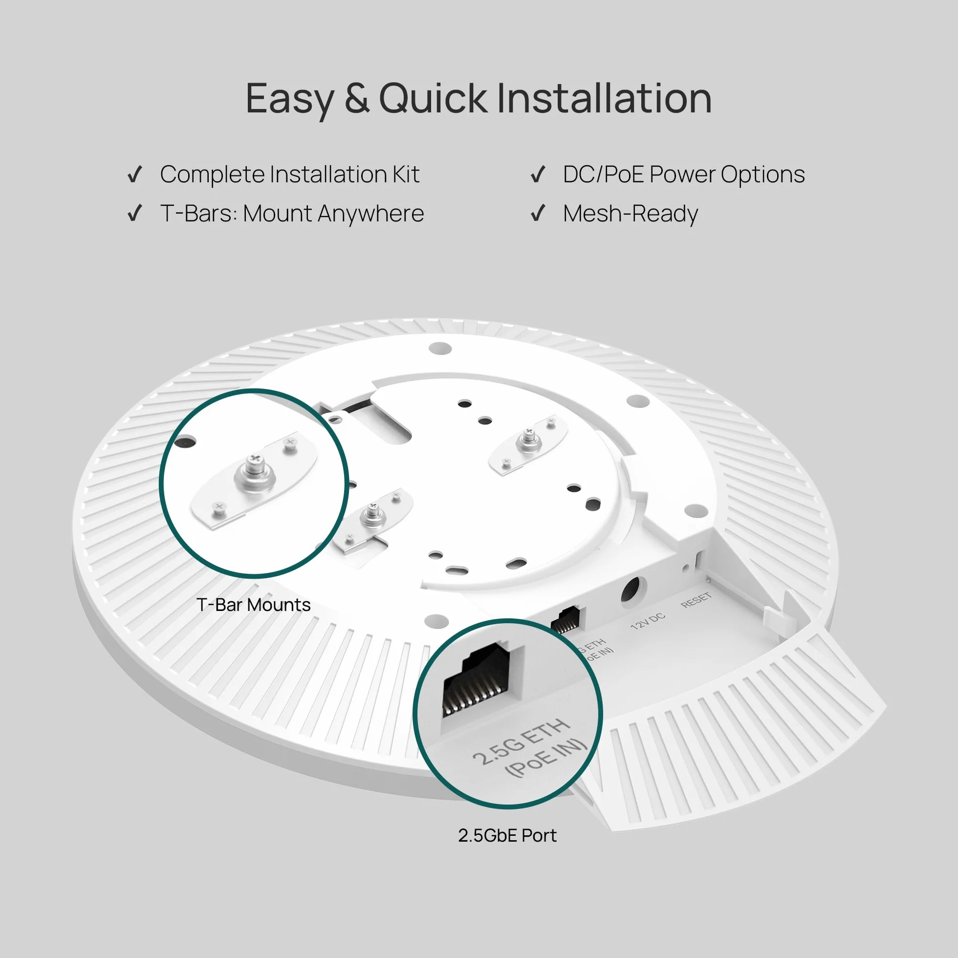 TP‑Link Omada EAP770-7-pasmowy punkt dostępowy WiFi Tri-Band dachowy, do 11 Gb/s, port 2,5 GbE, PoE, Mesh, Continuous Roaming