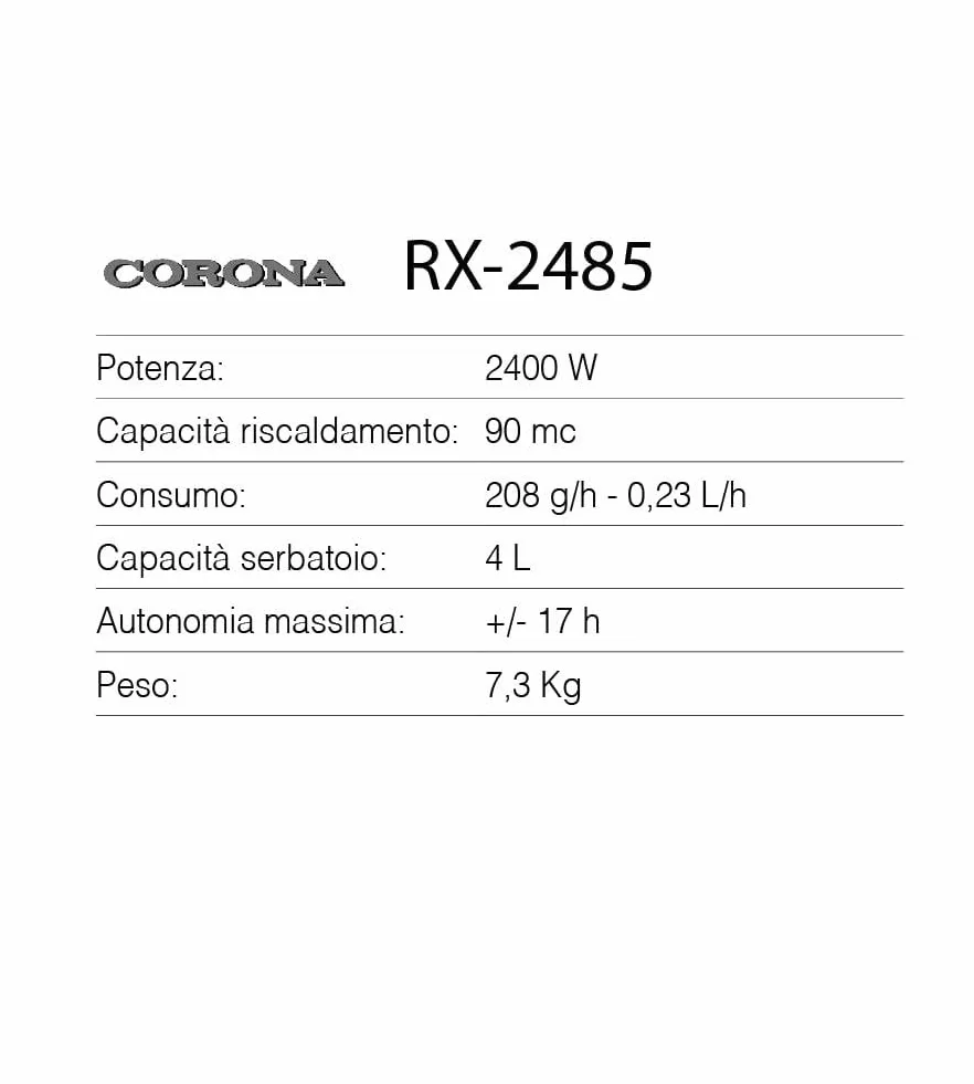 TecnoAir System Kuchenka na paliwo płynne CORONA Model RX 2485-2400 W