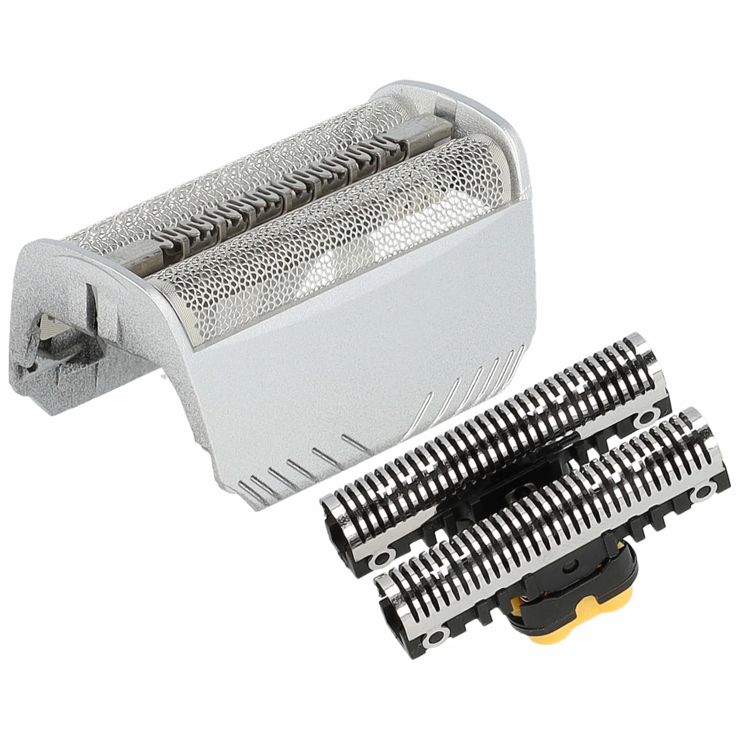 vhbw Zestaw części tnących do golarki Braun 195s, 195s-1, 197s, 197s-1, 199s golarka elektryczna, folia + blok na noże, kolor srebrny