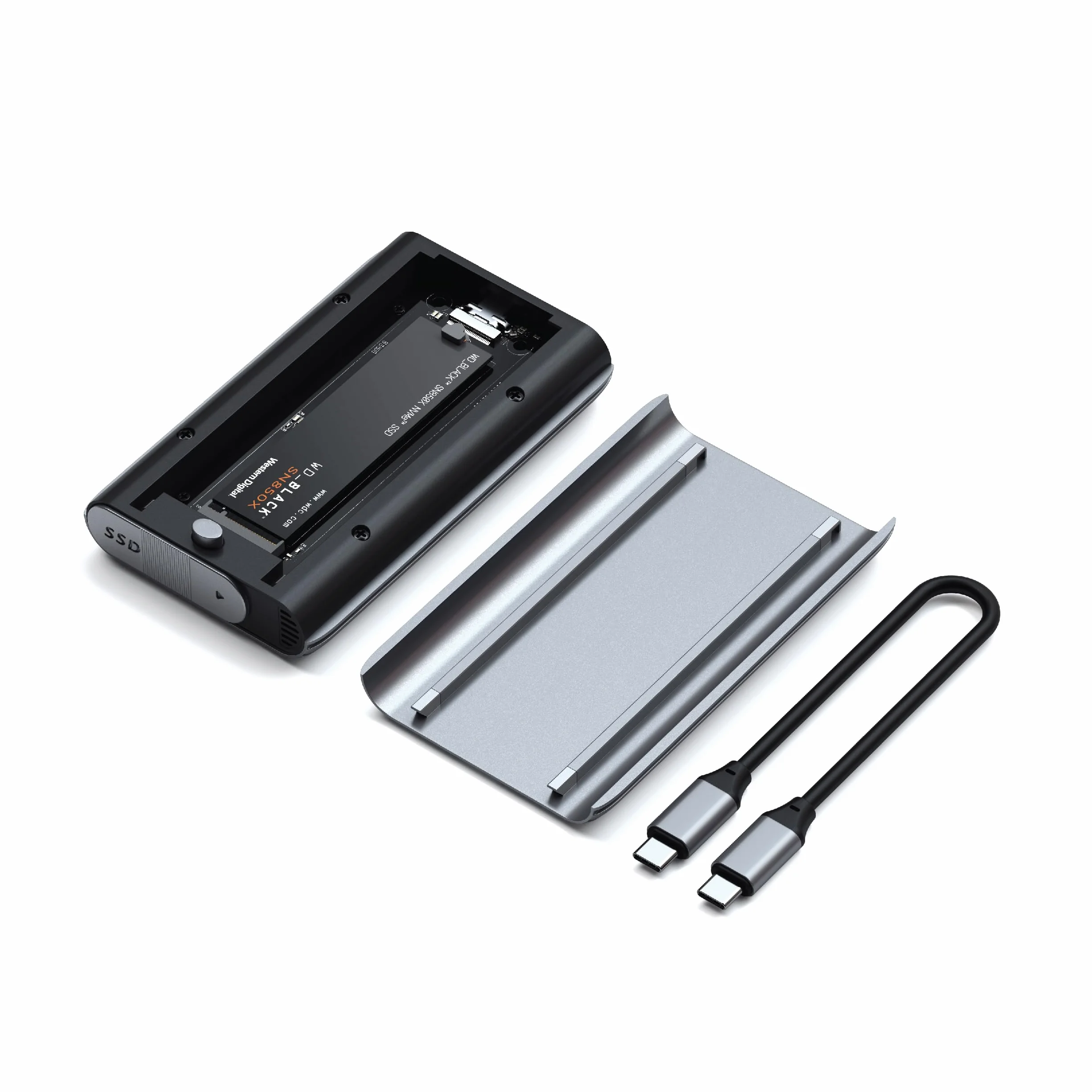 SATECHI USB4 NVMe SSD Pro Obudowa, 40Gbps, Aluminiowa i Poliwęglanowa, do 16TB, Obudowa UASP SSD, do Dysków 2280/2260/2242/2230 mm (Dysk SSD Nie Jest Dołączony)