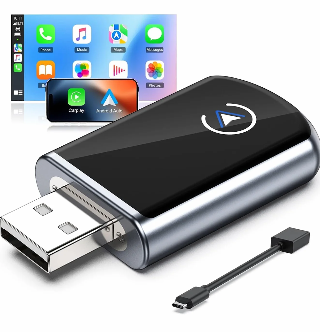 CarPlay bezprzewodowy klucz sprzętowy,szybka reakcja, szybkość transferu 5,0 GHz, automatyczne połączenie, asystent głosowy, plug-and-play,kompatybilny z aktualizacją OTA