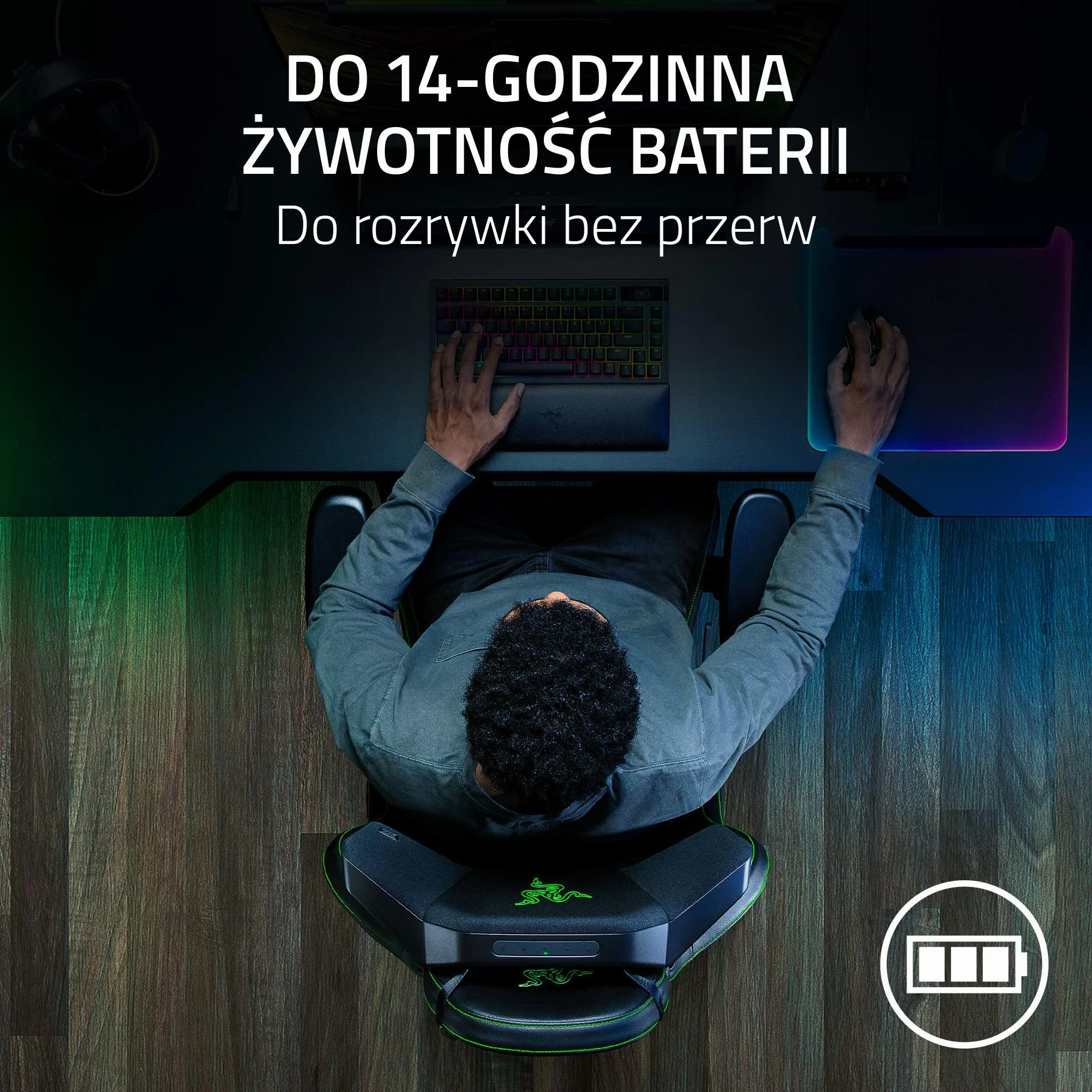 Razer Clio - Bezprzewodowa poduszka na głowę z dźwiękiem przestrzennym THX (wyściełana pluszowa wyściółka, 43 mm pełnozakresowe przetworniki, HyperSpeed Wireless i Bluetooth) Czarny