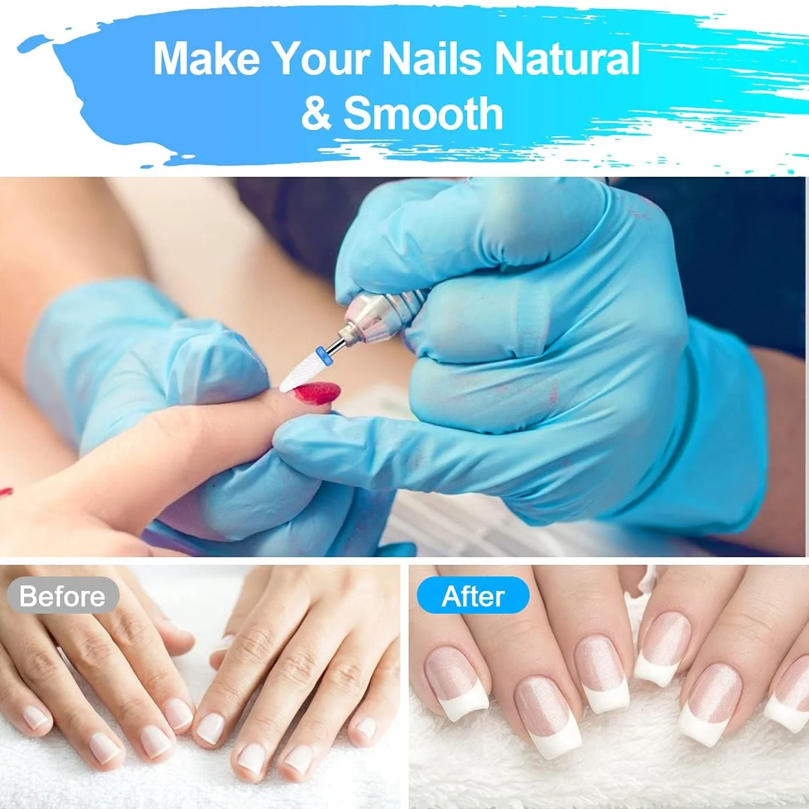 URAQT Zestaw Wierteł do Paznokci, 10 Szt Wierteł do Paznokci Ceramicznych, 3/32 Cala Elektryczne Wiertła do Paznokci do Manicure Pedicure Narzędzie