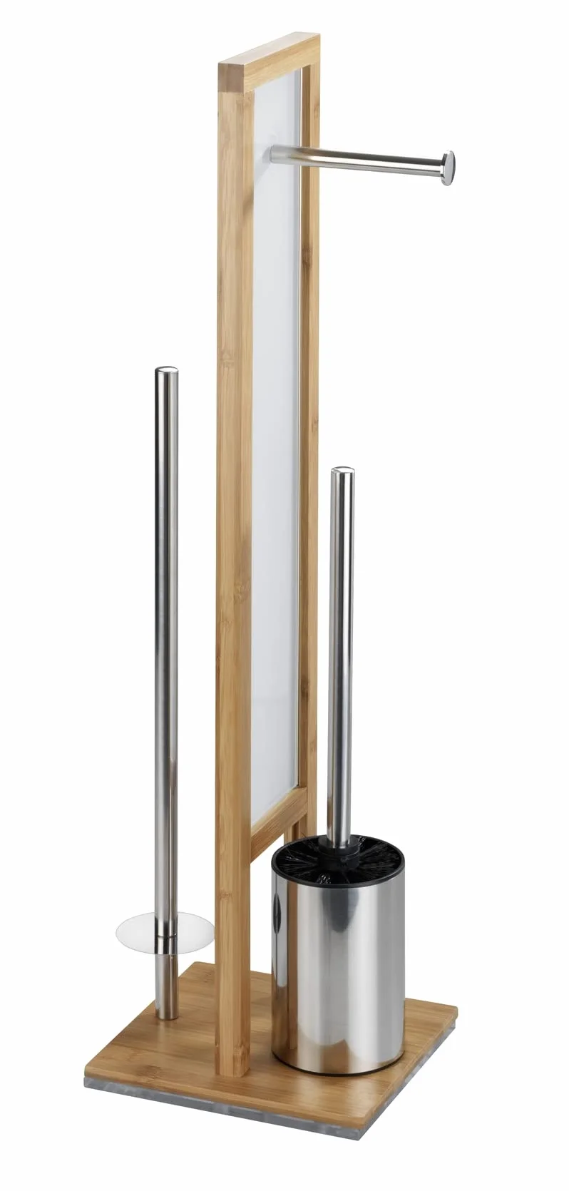 WENKO Stojący zestaw do WC Rivalta bambus, 18 x 70 x 23 cm, Naturalny/Biały/Czarny