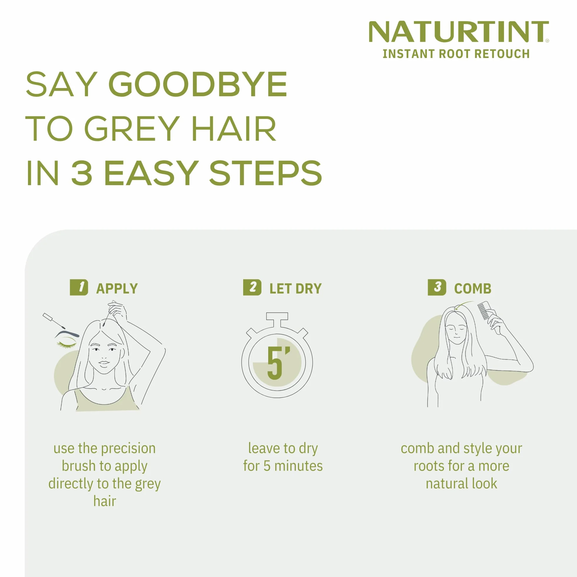 Naturtint Instant Root Retouch | tymczasowy środek do korekcji włosów siwych do korzeni i brwi | praktyczny i wygodny dzięki pędzelkowi | 98,5% naturalnych składników | ciemnobrązowy | 10 ml