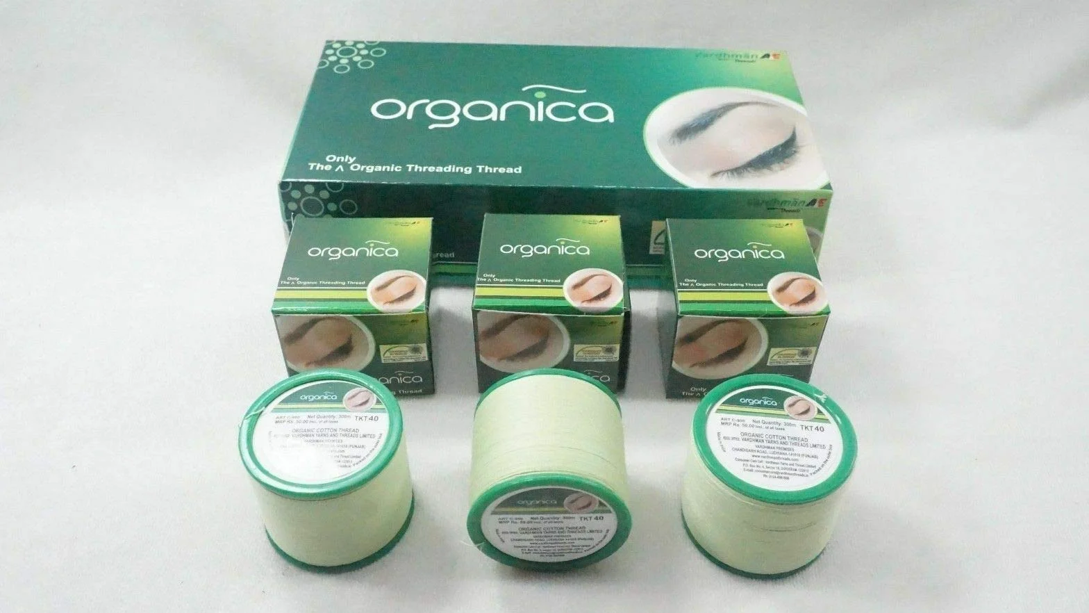 Organica Cotton organiczna antyseptyczna nić do brwi do usuwania włosów twarzy (zestaw 5 szt.)