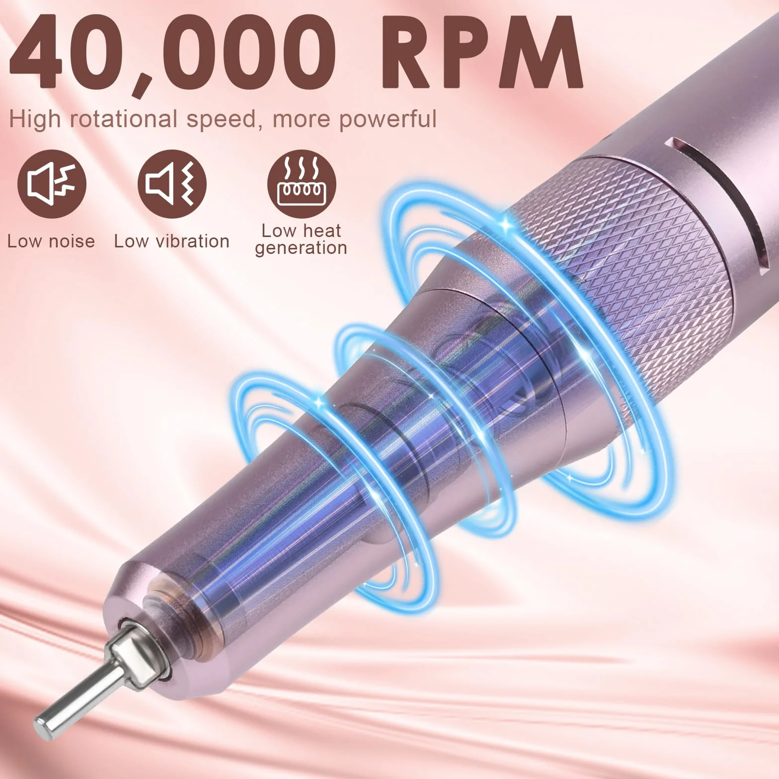Elektryczny pilnik do paznokci, frezarka do paznokci żelowych 12 w 1, profesjonalna frezarka do paznokci, 40 000 obr./min, zestaw do manicure i pedicure z wyświetlaczem LCD, do użytku domowego
