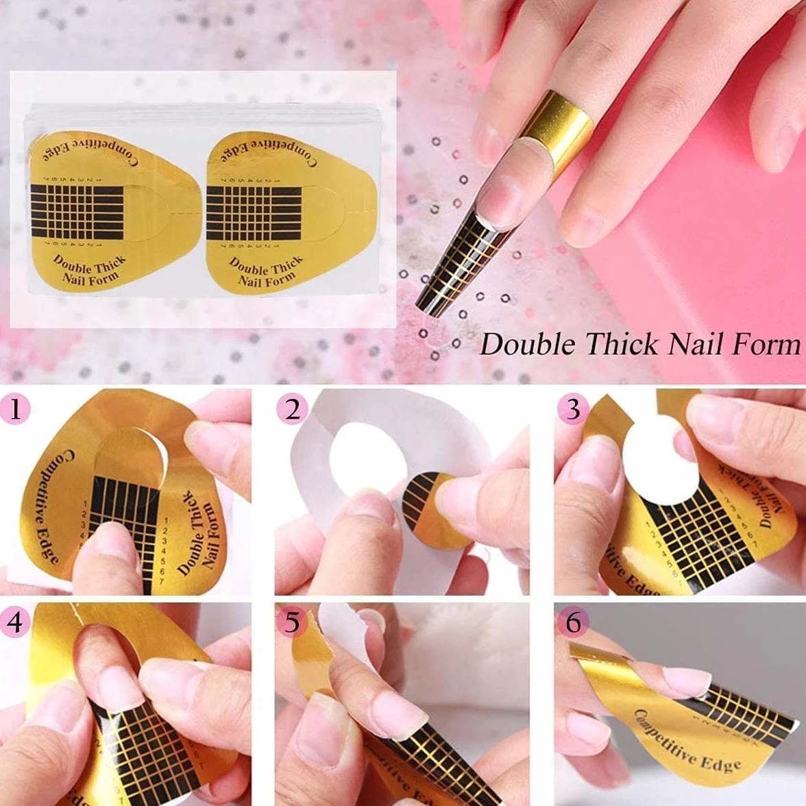 TopDirect Zestaw do przedłużania paznokci żelowych, z lampą 48 W, 8 kolorów + 4 kolory lakieru do paznokci Shellac z bazą i topem, 100 tipsów do stylizacji paznokci, kompletny zestaw startowy