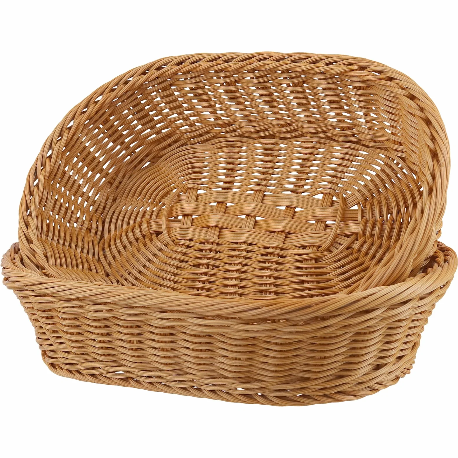 ZOENHOU Owalny koszyk na pieczywo 30 x 20 x 7 cm z tworzywa sztucznego rattan
