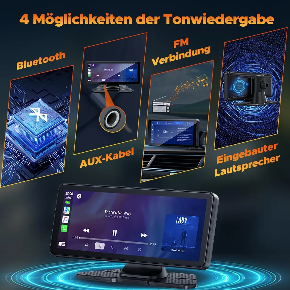Volam Bezprzewodowy wyświetlacze samochodowy Volam A-pple Carplay z Androidem i kamerą 2,5K, cofania 1080P, ekranem 6,86 cala, Siri, Google, GPS, Mirror Link
