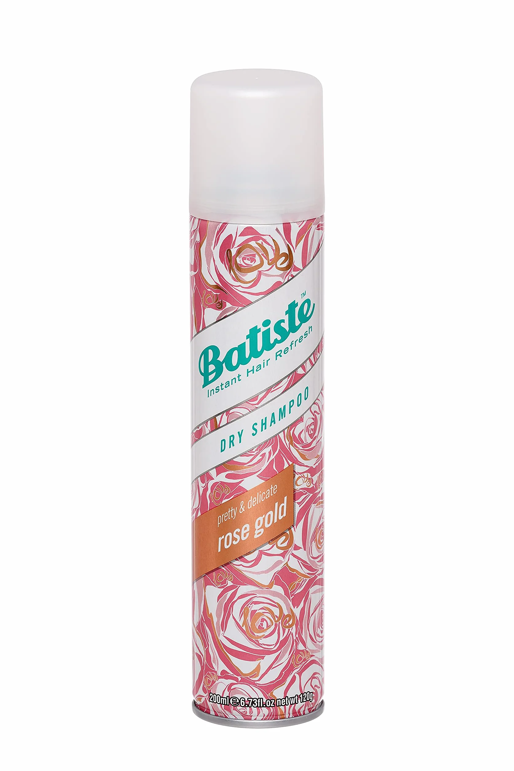 Batiste Suchy szampon Rose Gold 200 ml, suchy szampon do odświeżania i stylizacji włosów, spray do pielęgnacji włosów bez spłukiwania, obszerna stylizacja włosów o orzeźwiającym zapachu róż