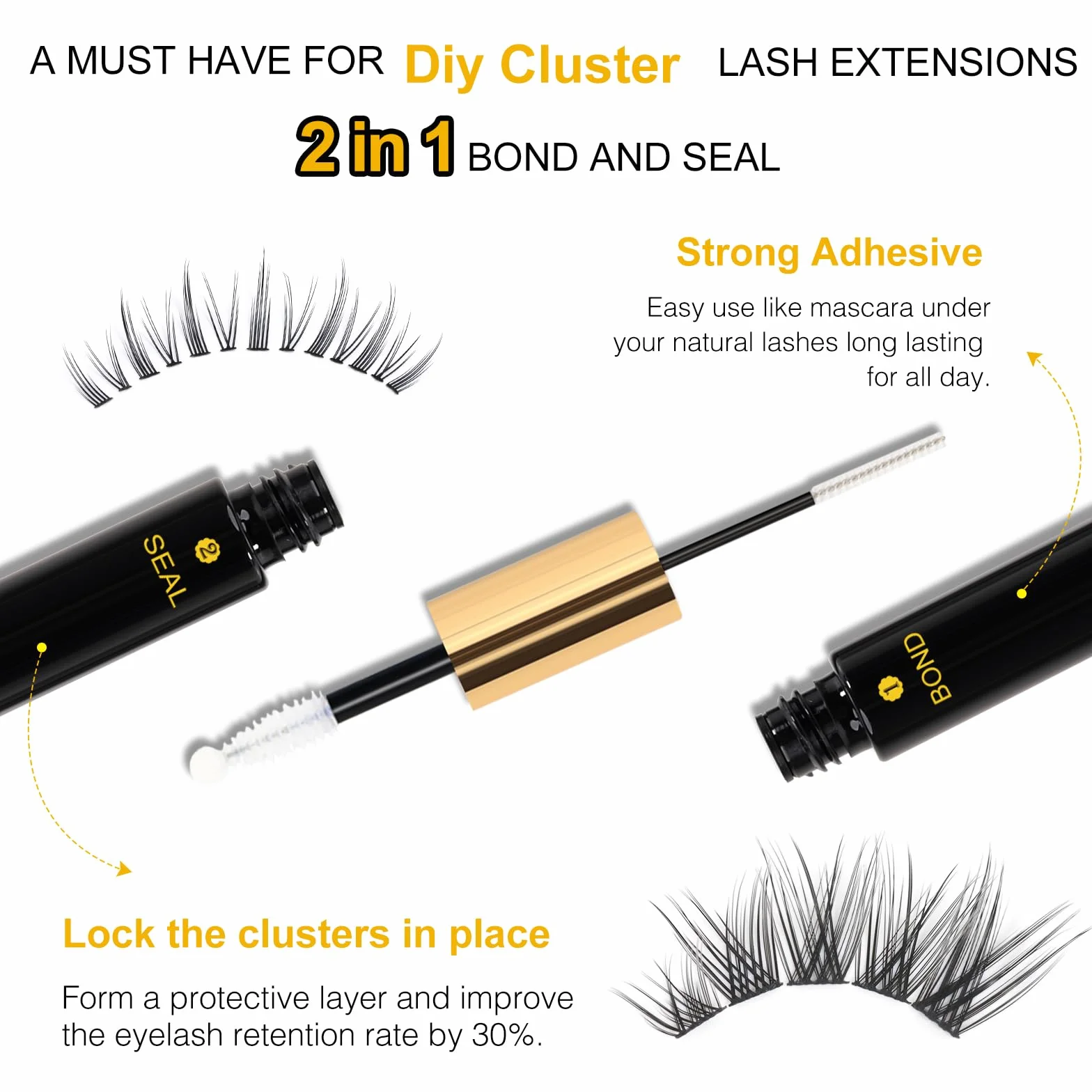 EMEDA Lash Bond and Seal for Cluster Lashes Klej do rzęs i uszczelka do kępek rzęs DIY klej i uszczelka do pojedynczych kępek rzęs eyelash bond and seal for DIY lash extensions 12ml