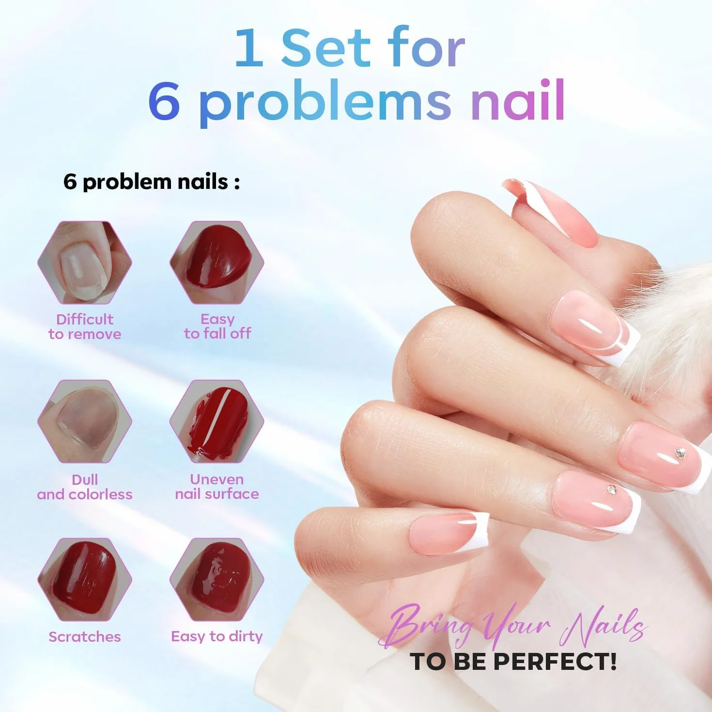 Modelones Base Coat Top Coat Gel UV LED lakier do paznokci zestaw No Wipe podkład i lakier wierzchni 10 ml x 2 do paznokci żelowych Nail Art Manicure, design paznokci