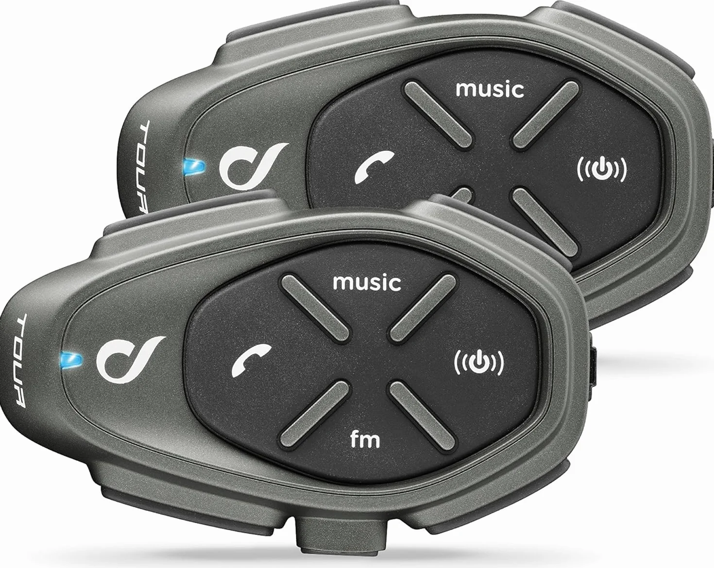 INTERPHONE TOUR | PODWÓJNE | Interkom motocyklowy Bluetooth, do 4 motocyklistów, dystans 1,5 km, czas pracy baterii 25 godzin, szybkie ładowanie, radio, Mp3, GPS, wodoodporny, uniwersalny.